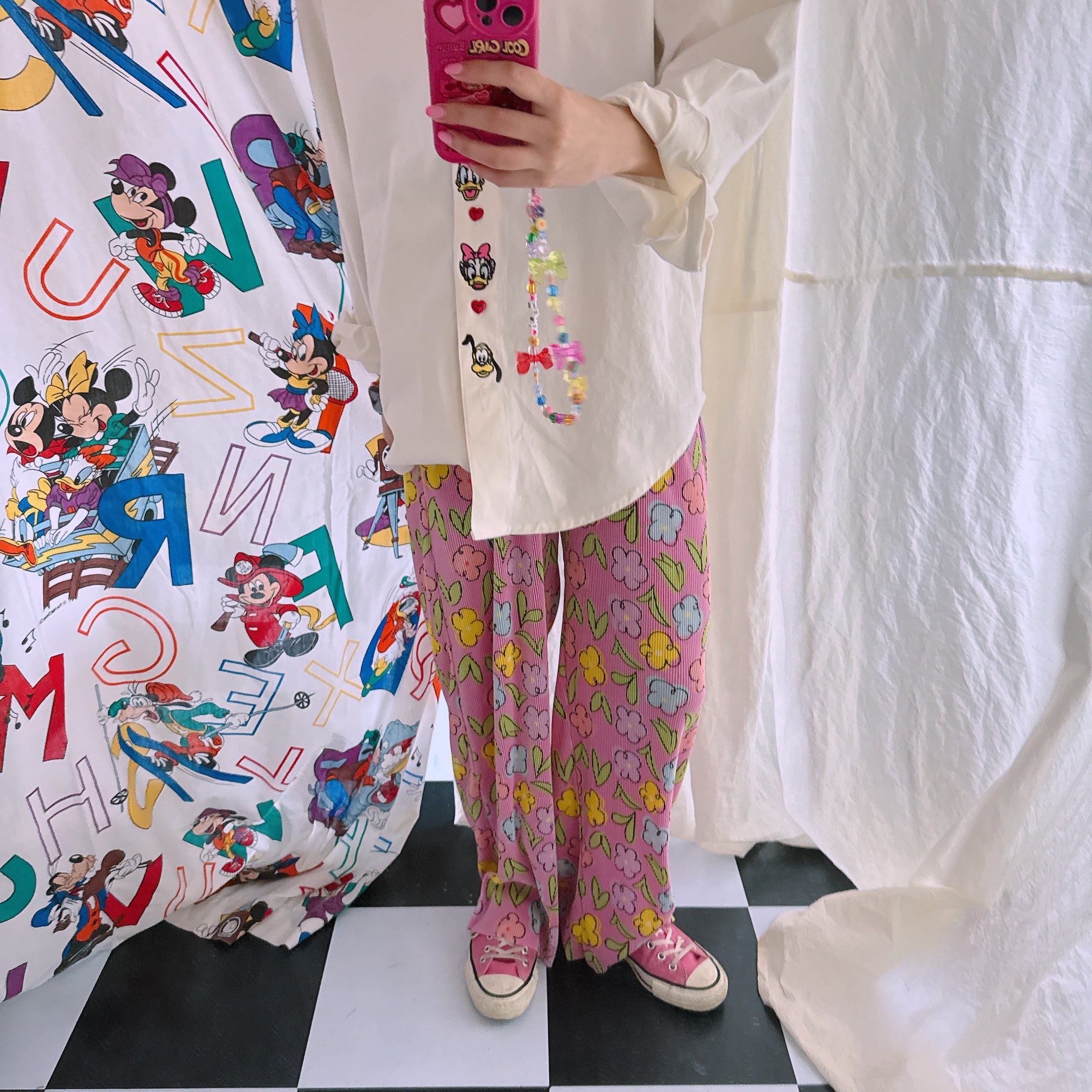 ※再再再再再再販生産分予約※ミッキーフレンズ刺繍ハートボタンシャツ 11月上旬〜中旬ごろ出荷予定