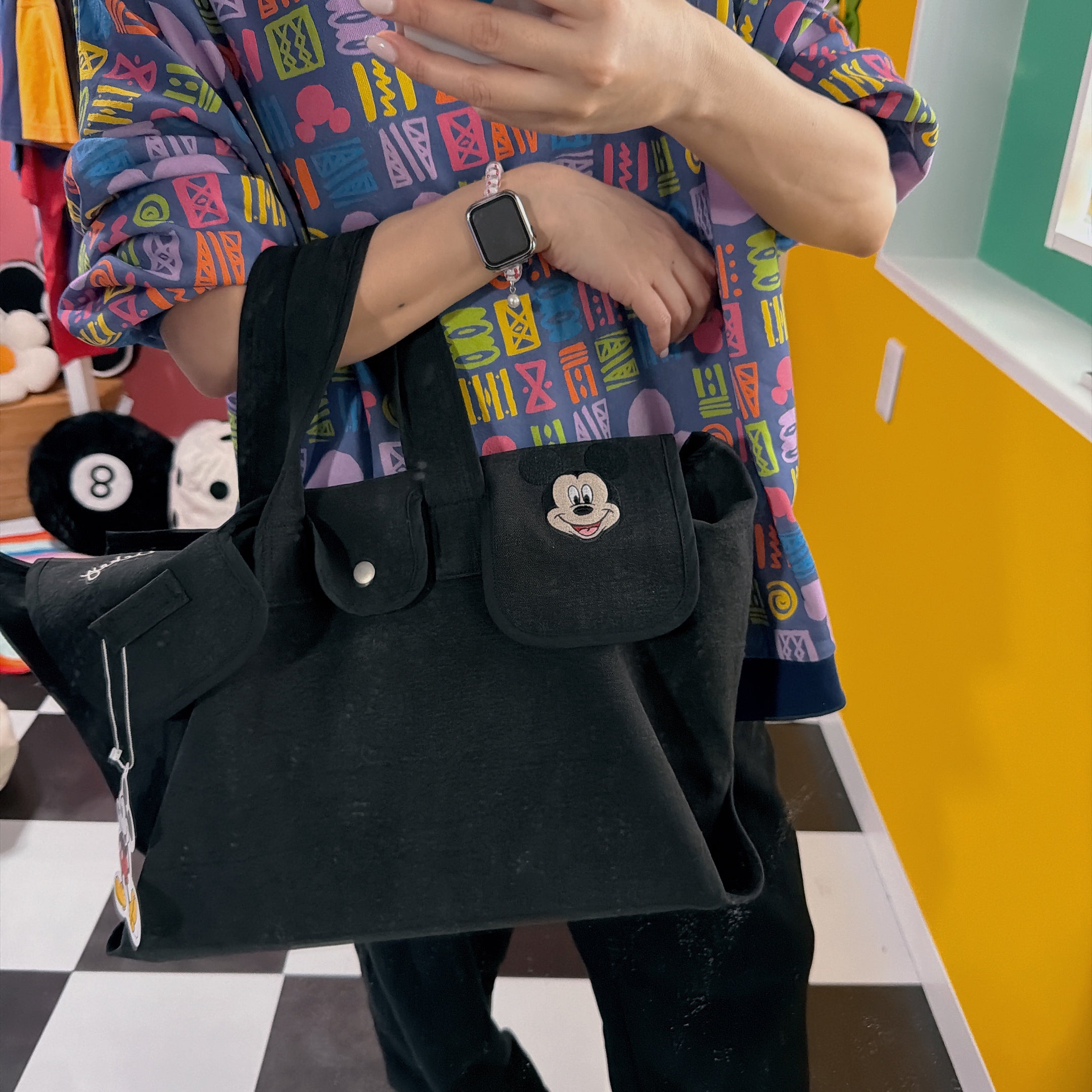 ※Pre-order※ 4 colors Mickey Mouse design embroidered tote bag Scheduled to ship around mid-March