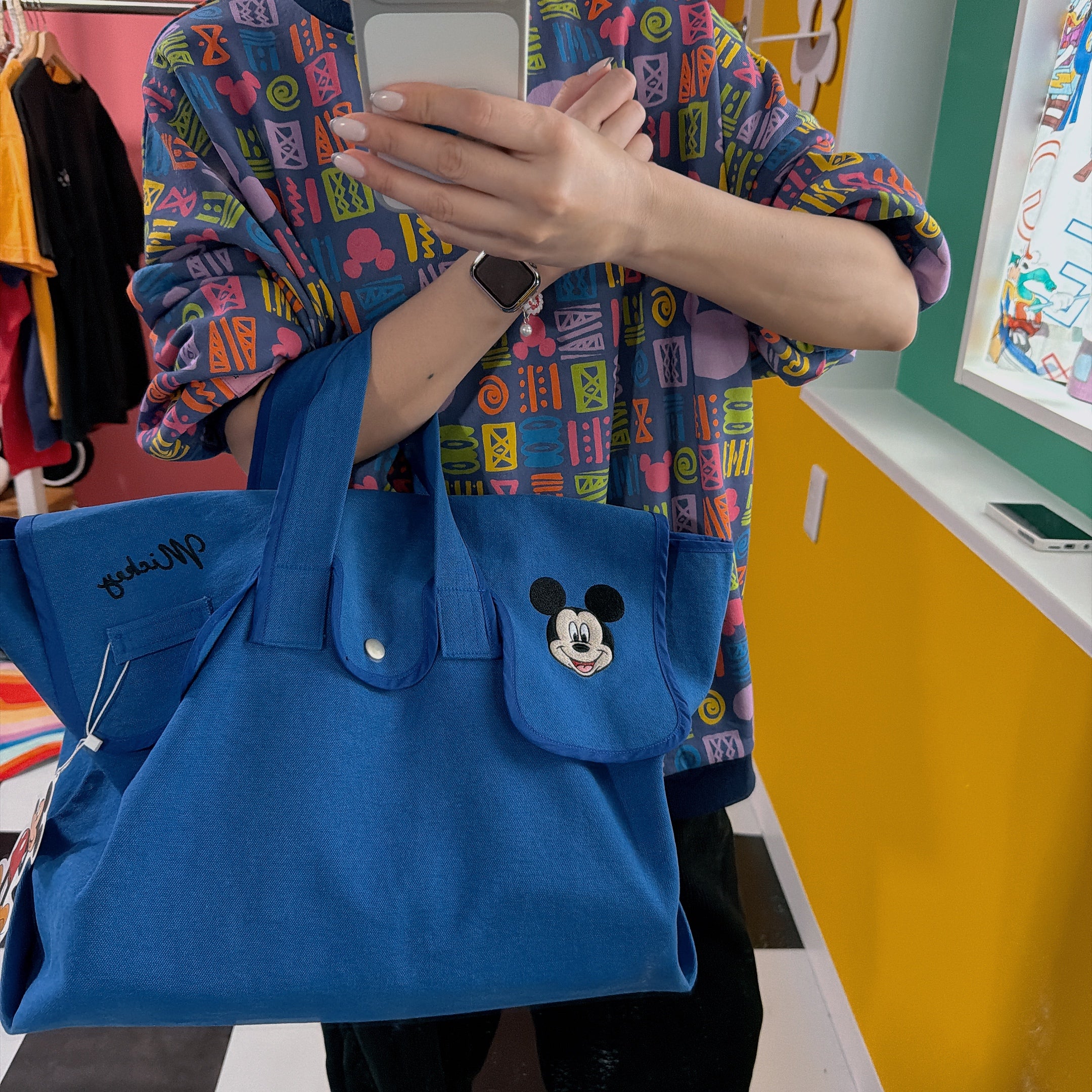 ※Pre-order※ 4 colors Mickey Mouse design embroidered tote bag Scheduled to ship around mid-March