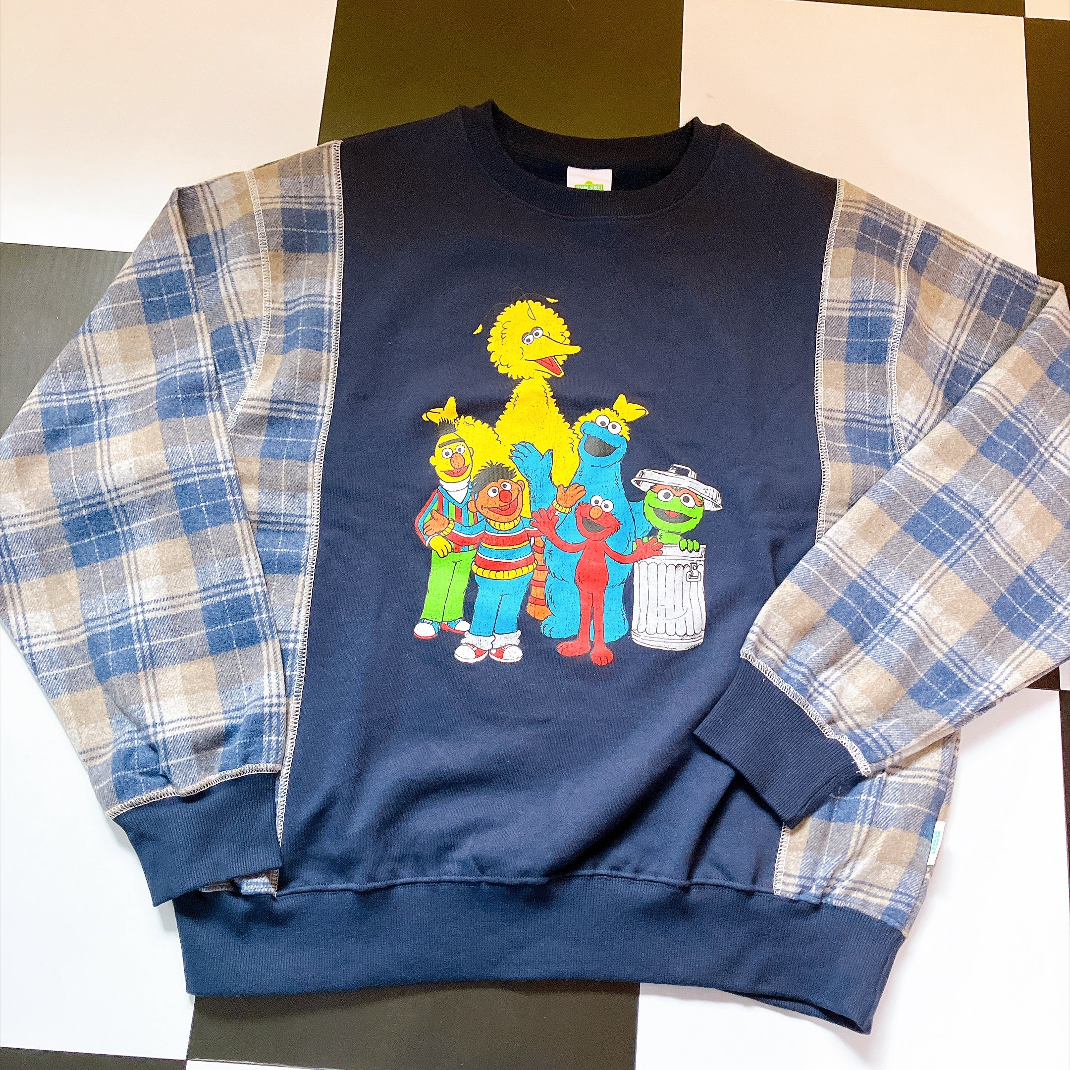※上限あり予約※ セサミストリート 切替チェックスウェット 9月中の出荷予定