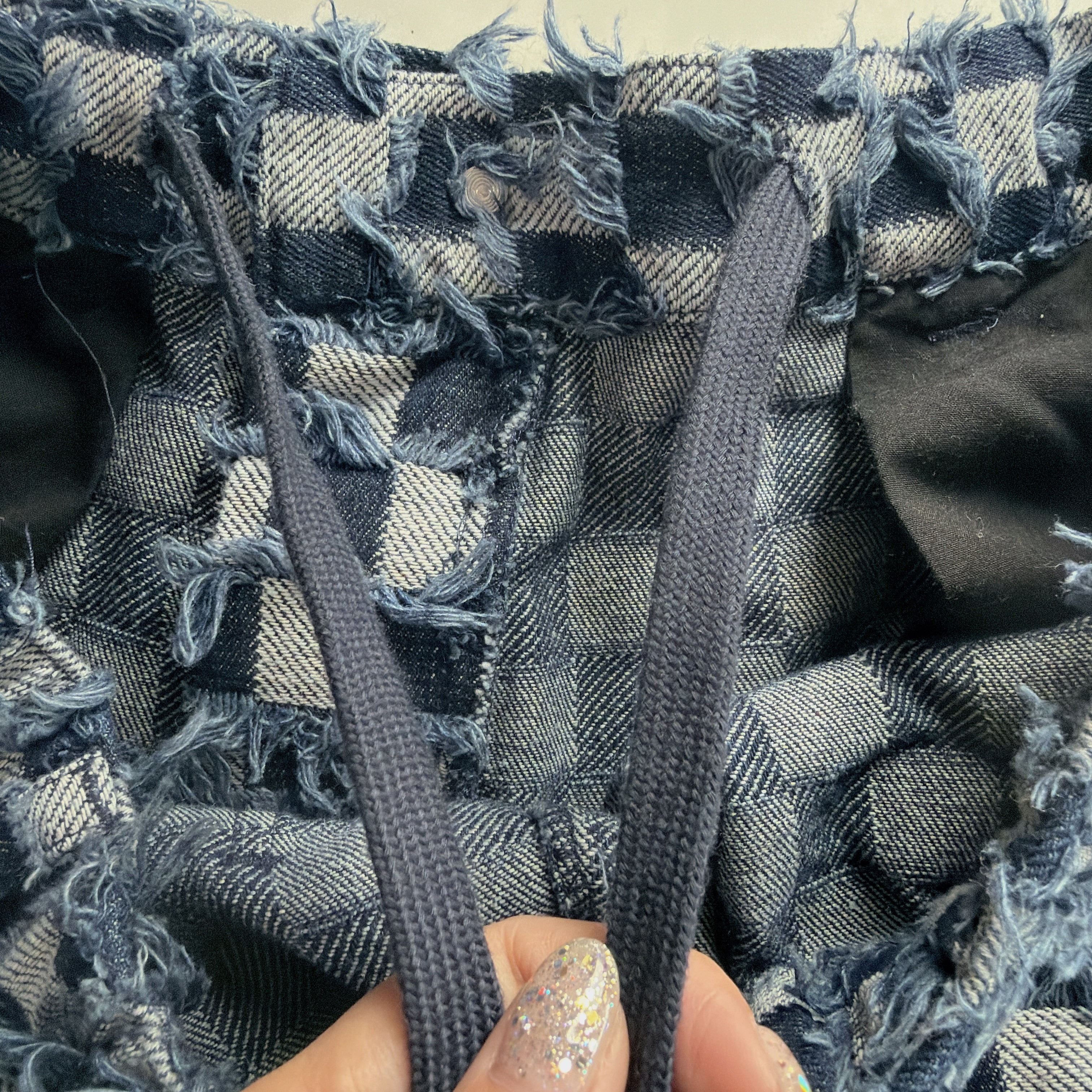 ※上限あり予約※2色 デコラティブチェッカー柄デニムジャケット&パンツ 9月上旬出荷予定