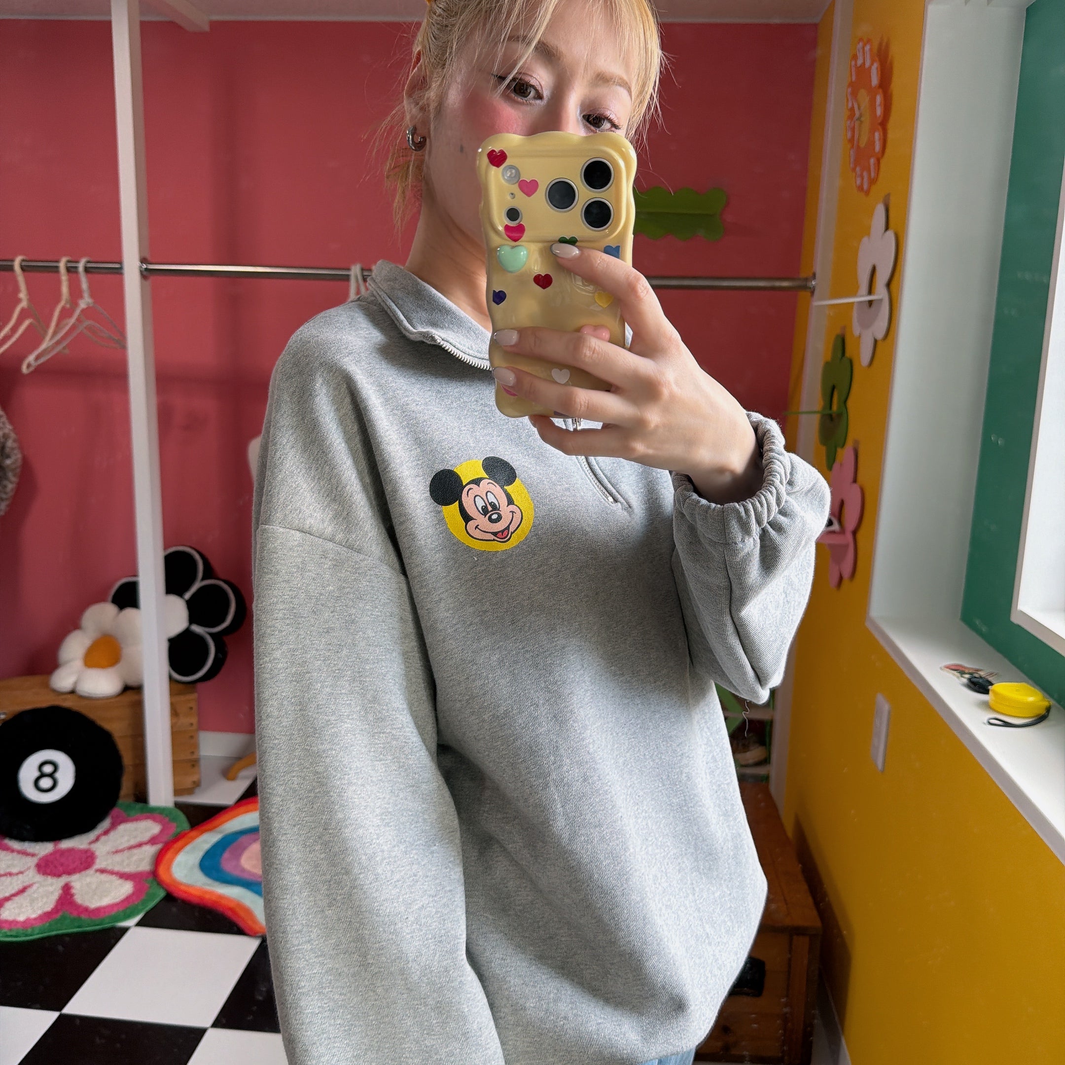 ※予約※2色 MICKEY パッチハーフジップスウェット 3月中の出荷予定