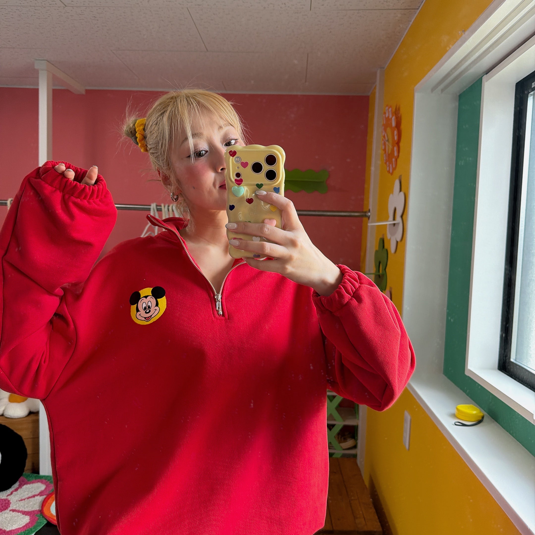 ※予約※2色 MICKEY パッチハーフジップスウェット 3月中の出荷予定