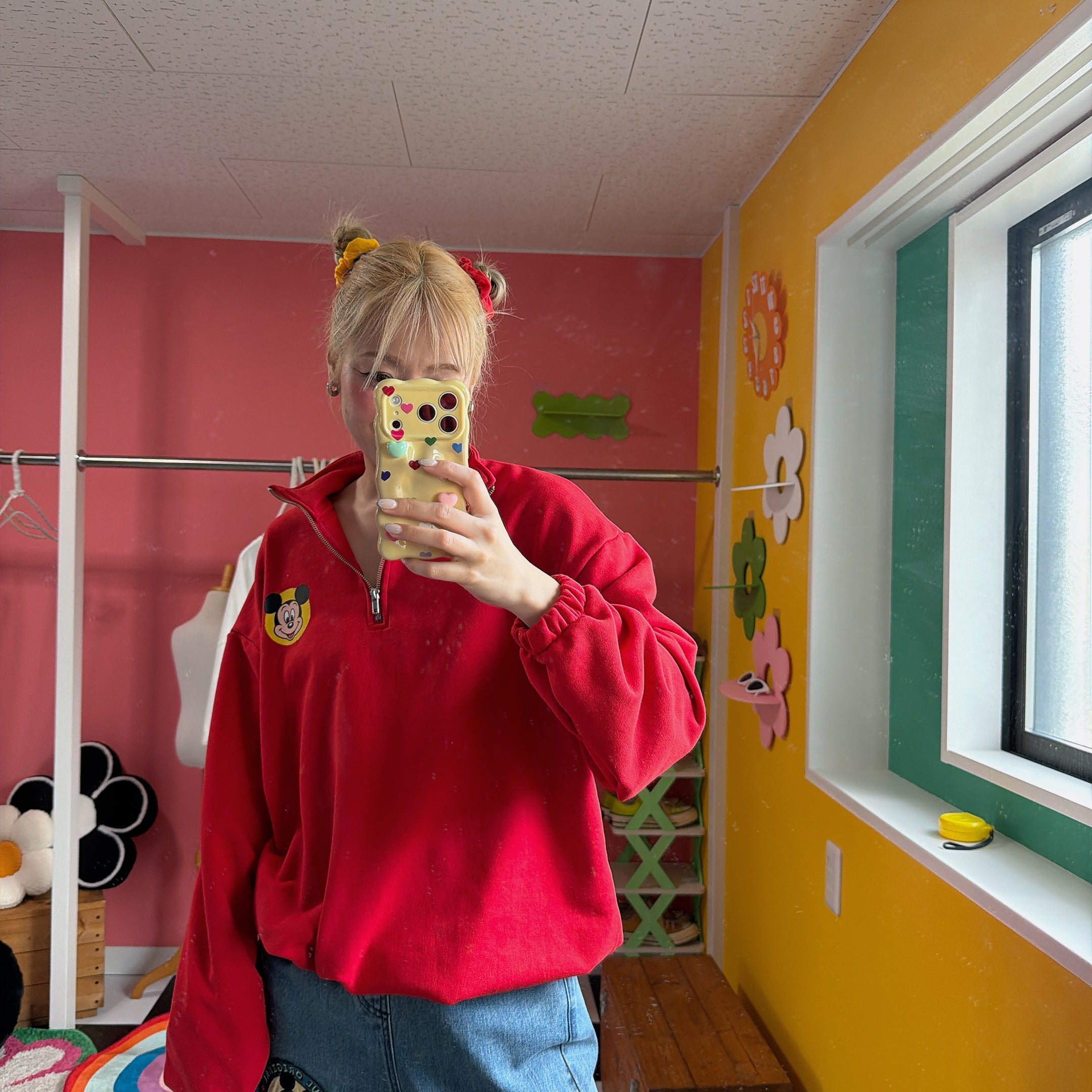 ※予約※2色 MICKEY パッチハーフジップスウェット 3月中の出荷予定