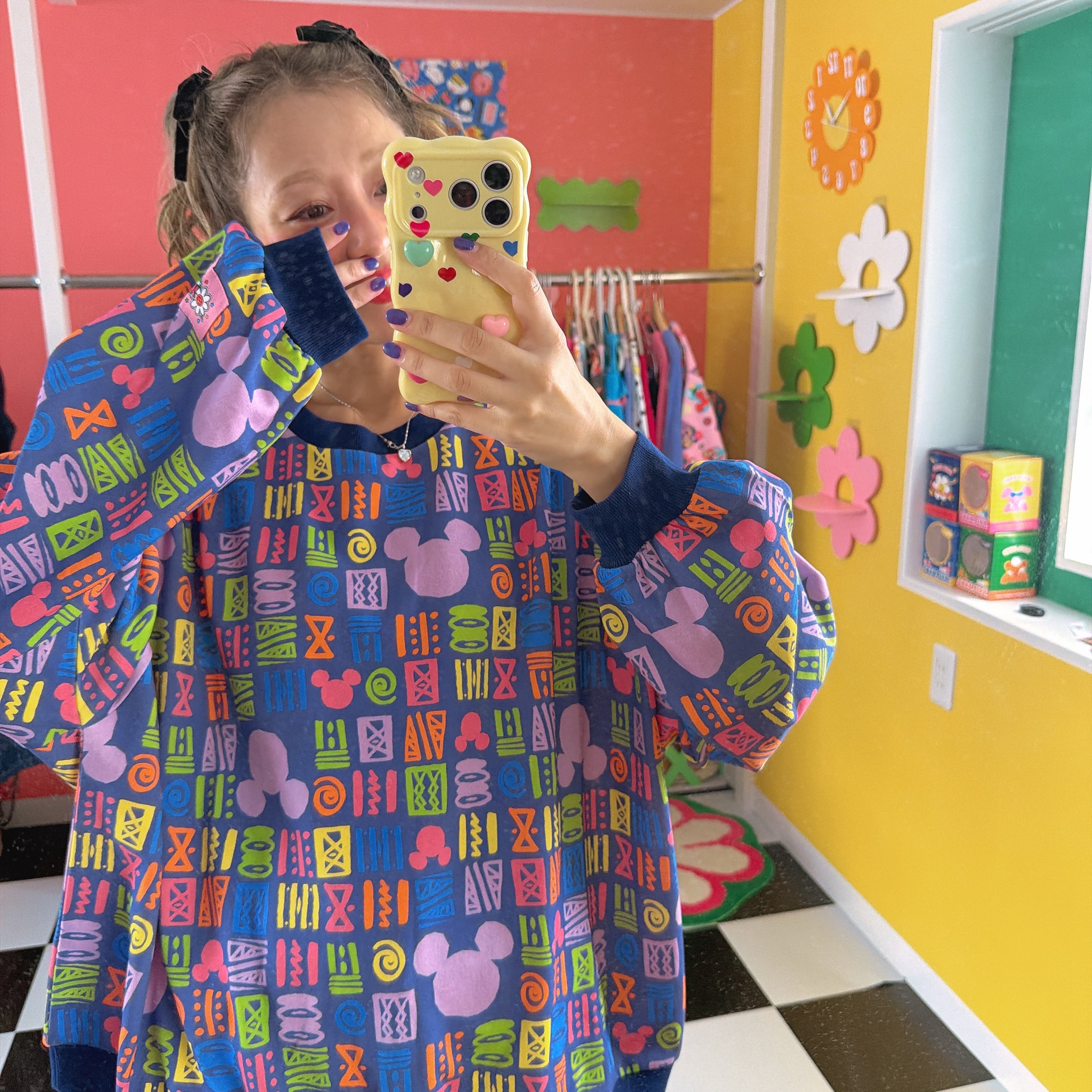 予備のみ即納 2種類 LINK@オリジナルディズニーデザイン総柄スウェット 4~5営業日で出荷予定