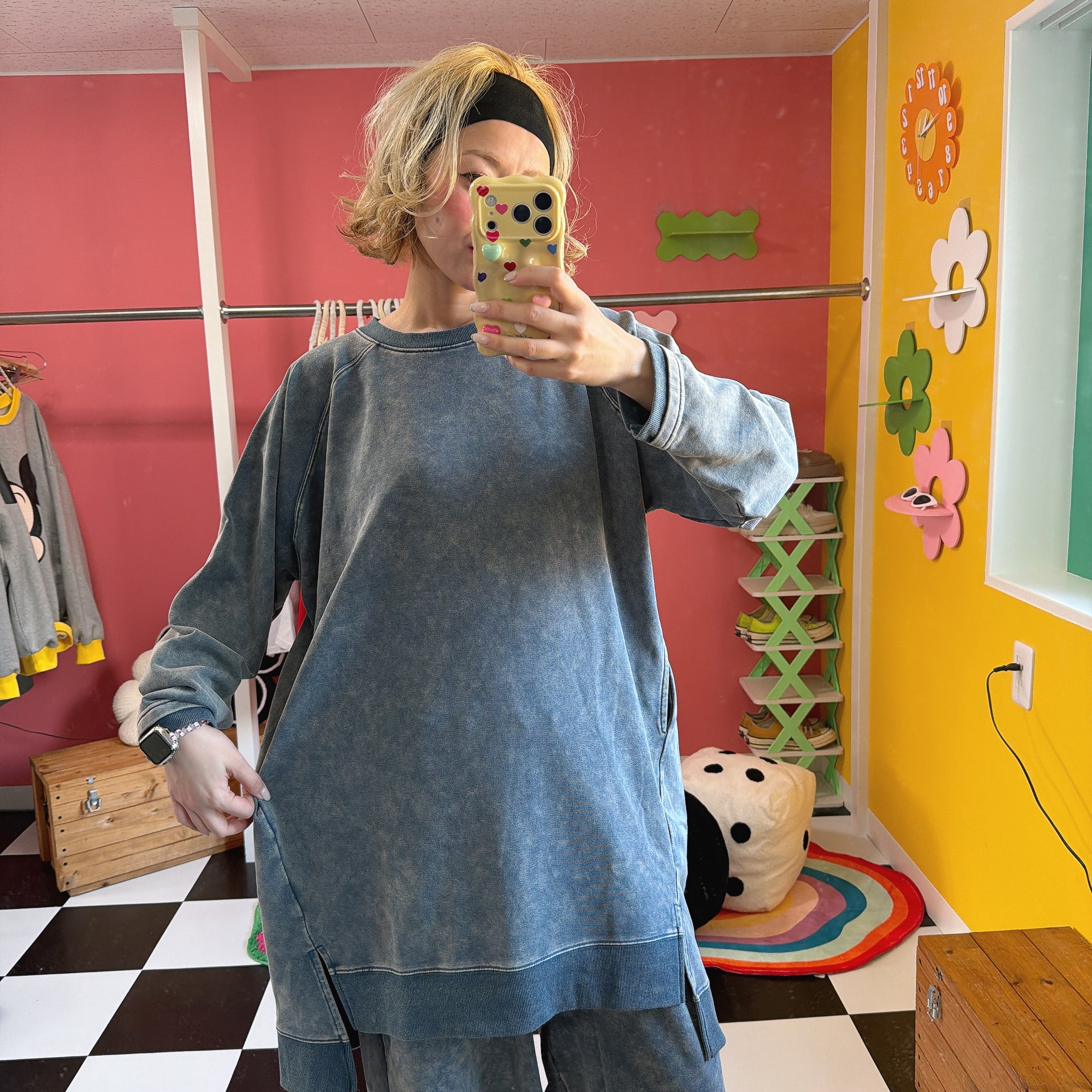 ※上限あり予約※2色 セットアップ可 ケミカル加工 ライトスウェットチュニック 3月上旬出荷予定