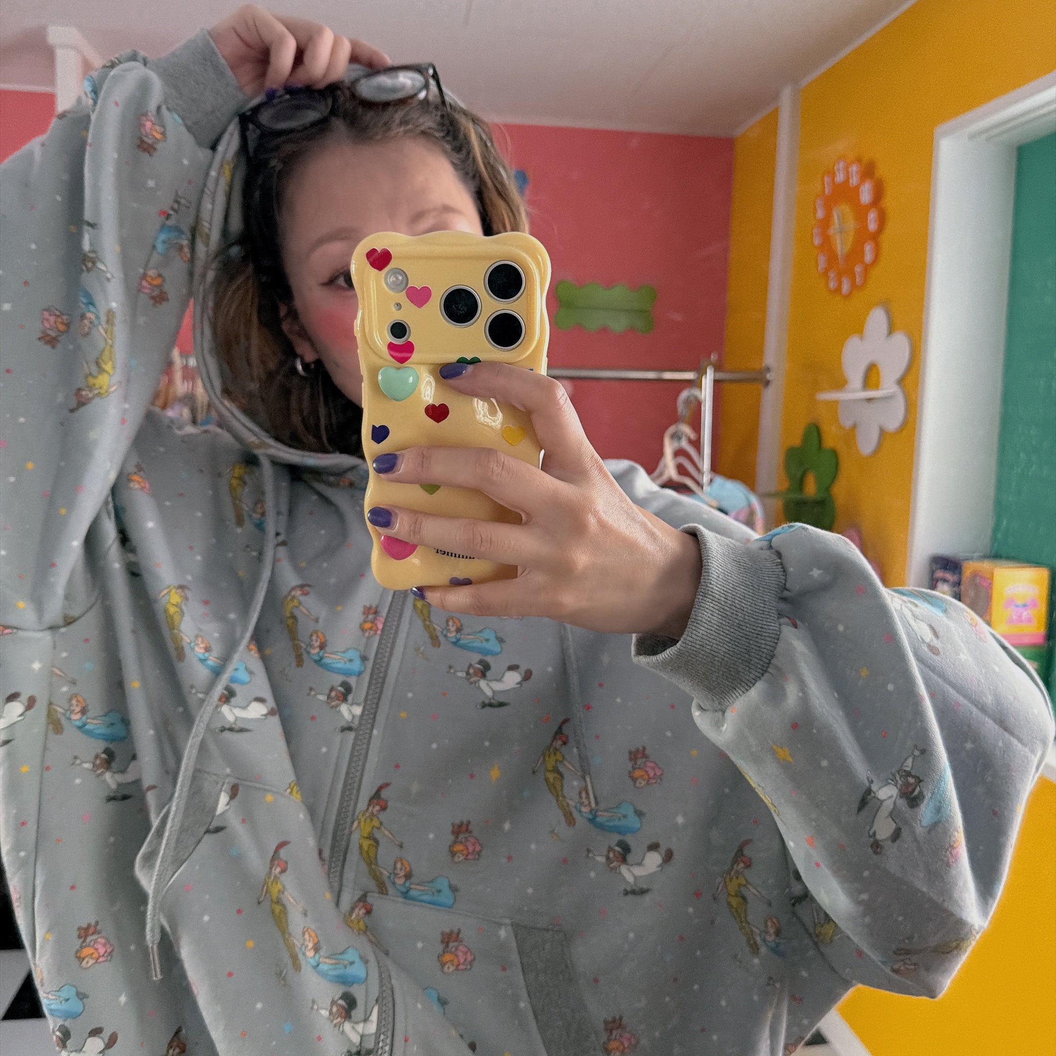 ※再販予約※2色 ピーターパン総柄ジップアップパーカー 12月中の出荷予定