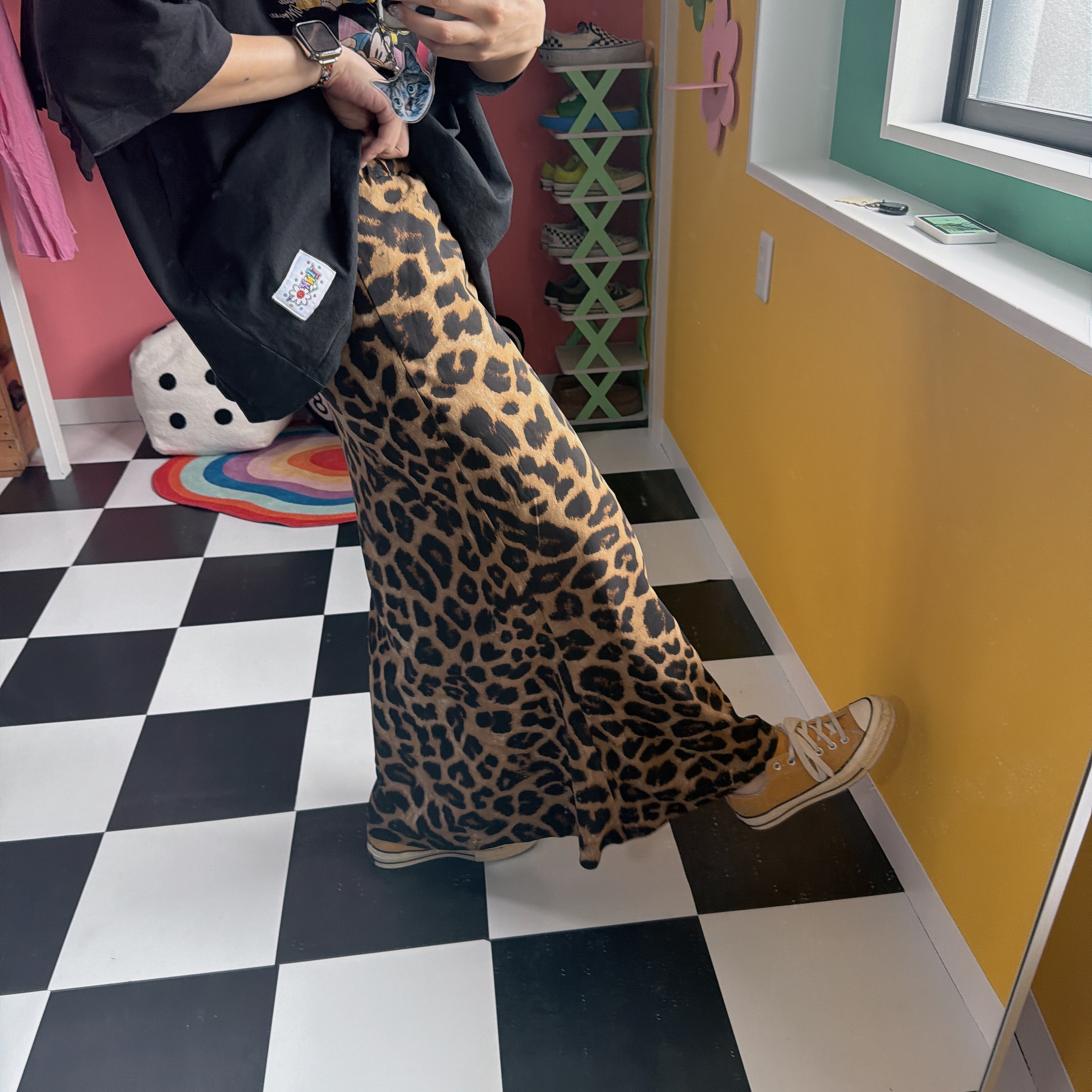 *Reservations* Leopard Satin Narrow Skirt - Scheduled for shipment in August