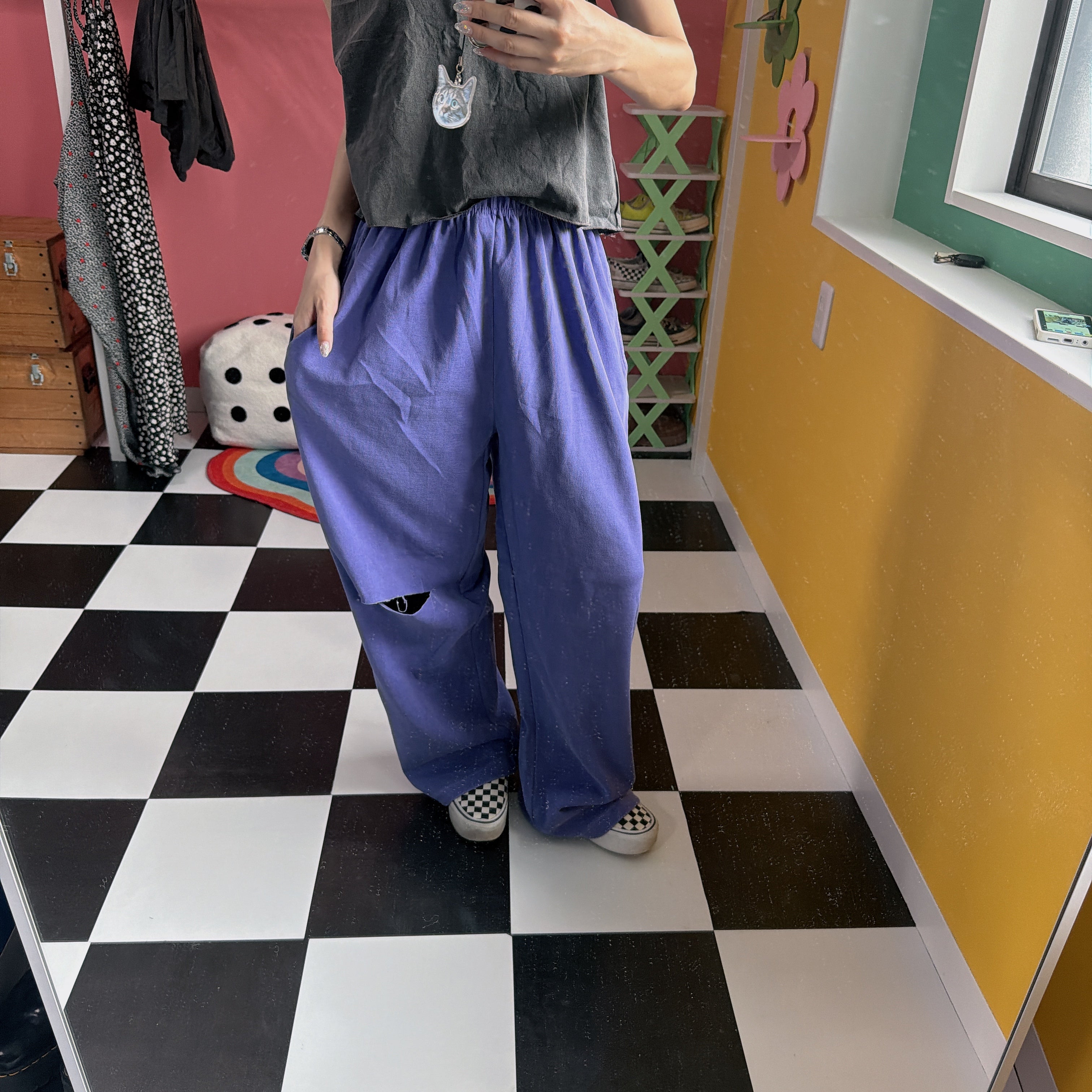 *Reservation* 2-tone cutoff sweatpants - Scheduled to ship in August