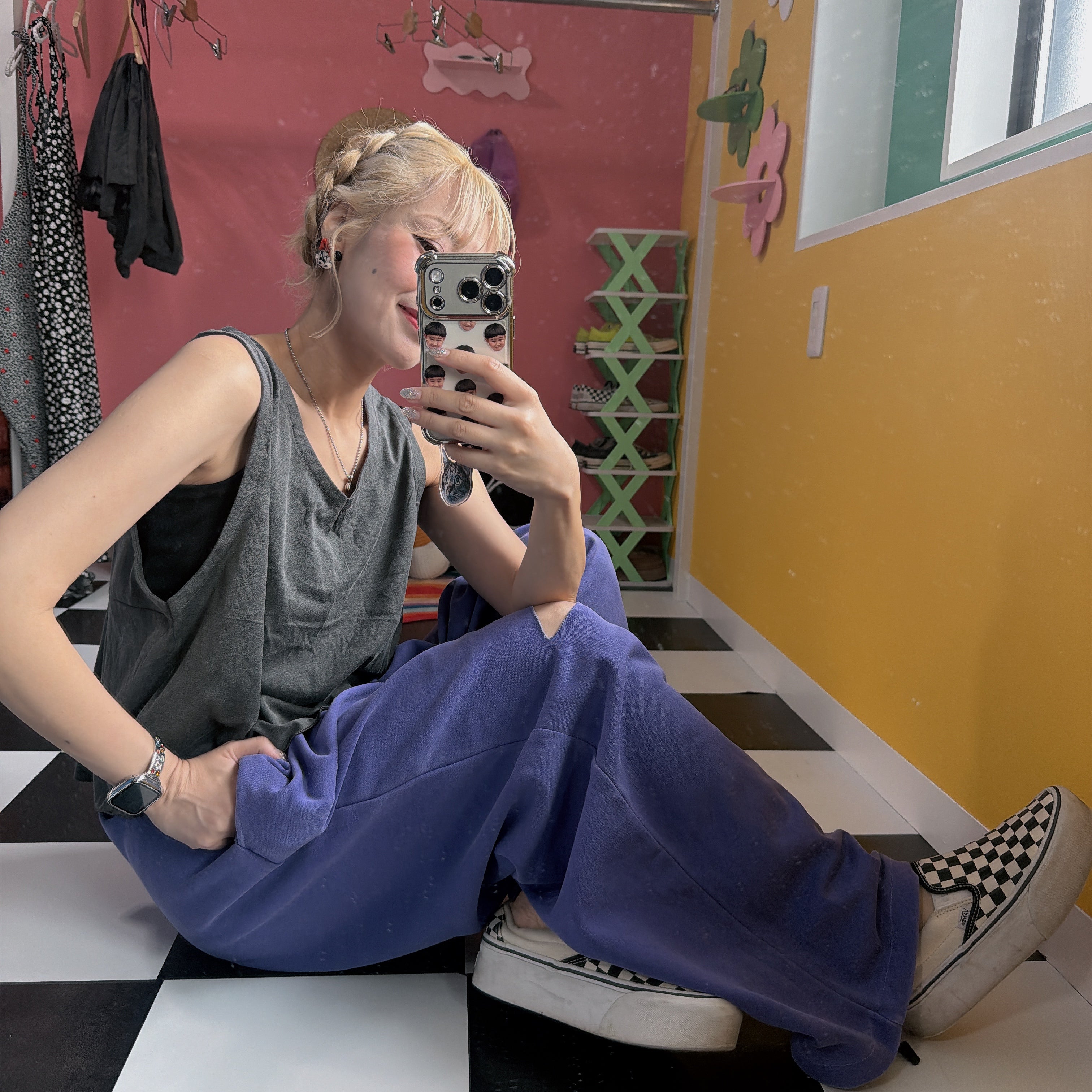 *Reservation* 2-tone cutoff sweatpants - Scheduled to ship in August
