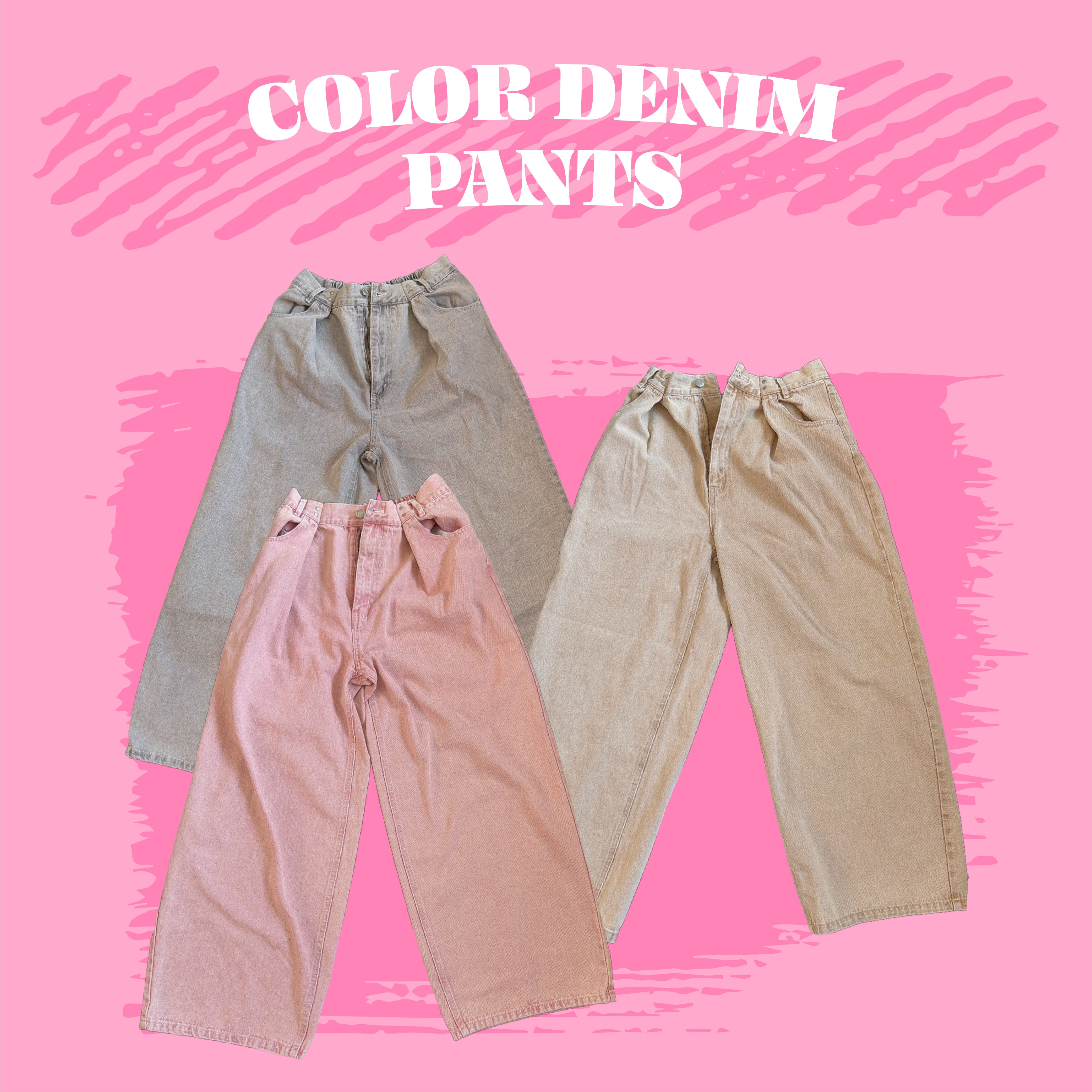 ※上限あり予約※3色 セットアップ可 カラーデニムパンツ 3月中の出荷予定