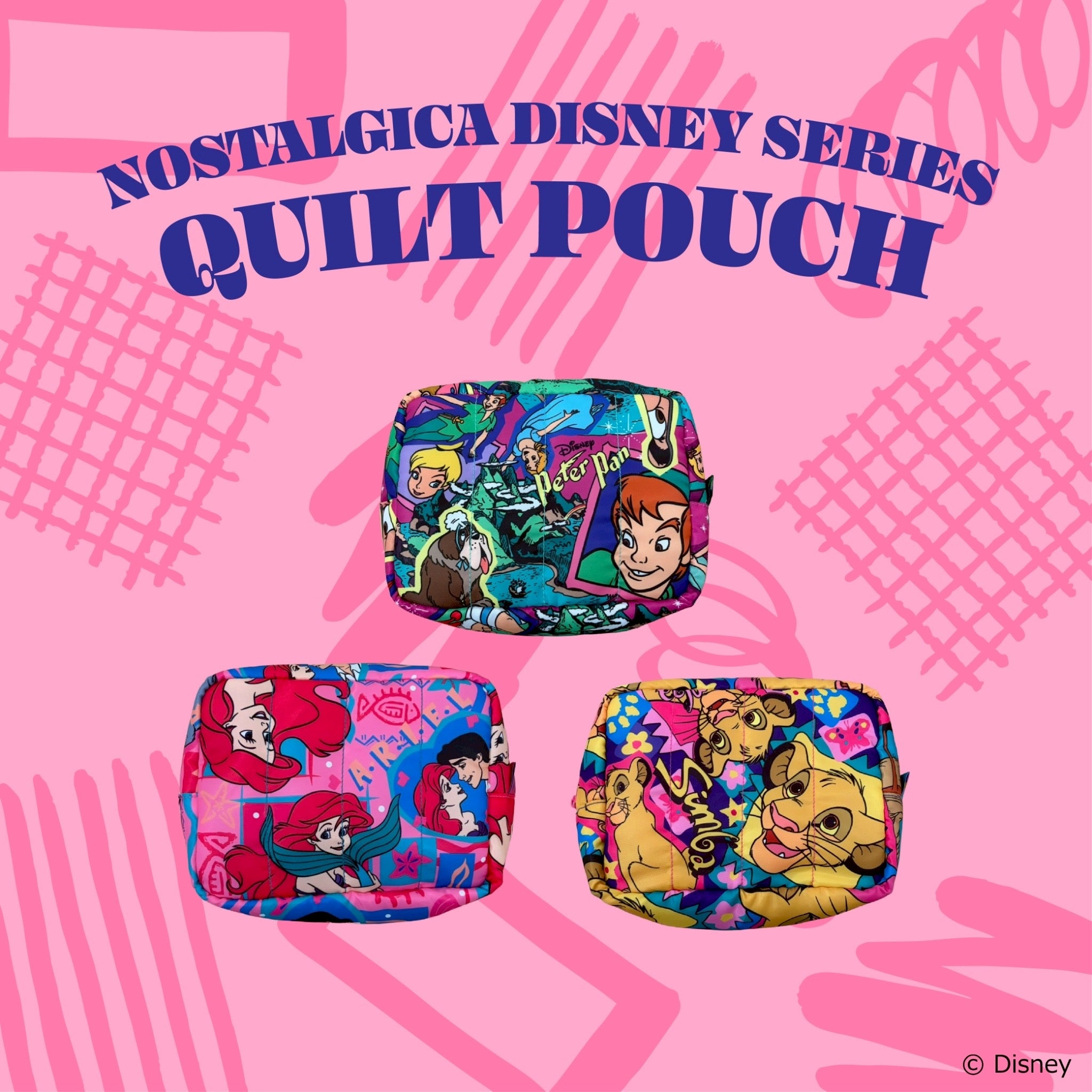 ※上限あり予約※3種類 NOSTALGICA DISNEY 総柄シリーズ キルティングポーチ 5月中の出荷予定