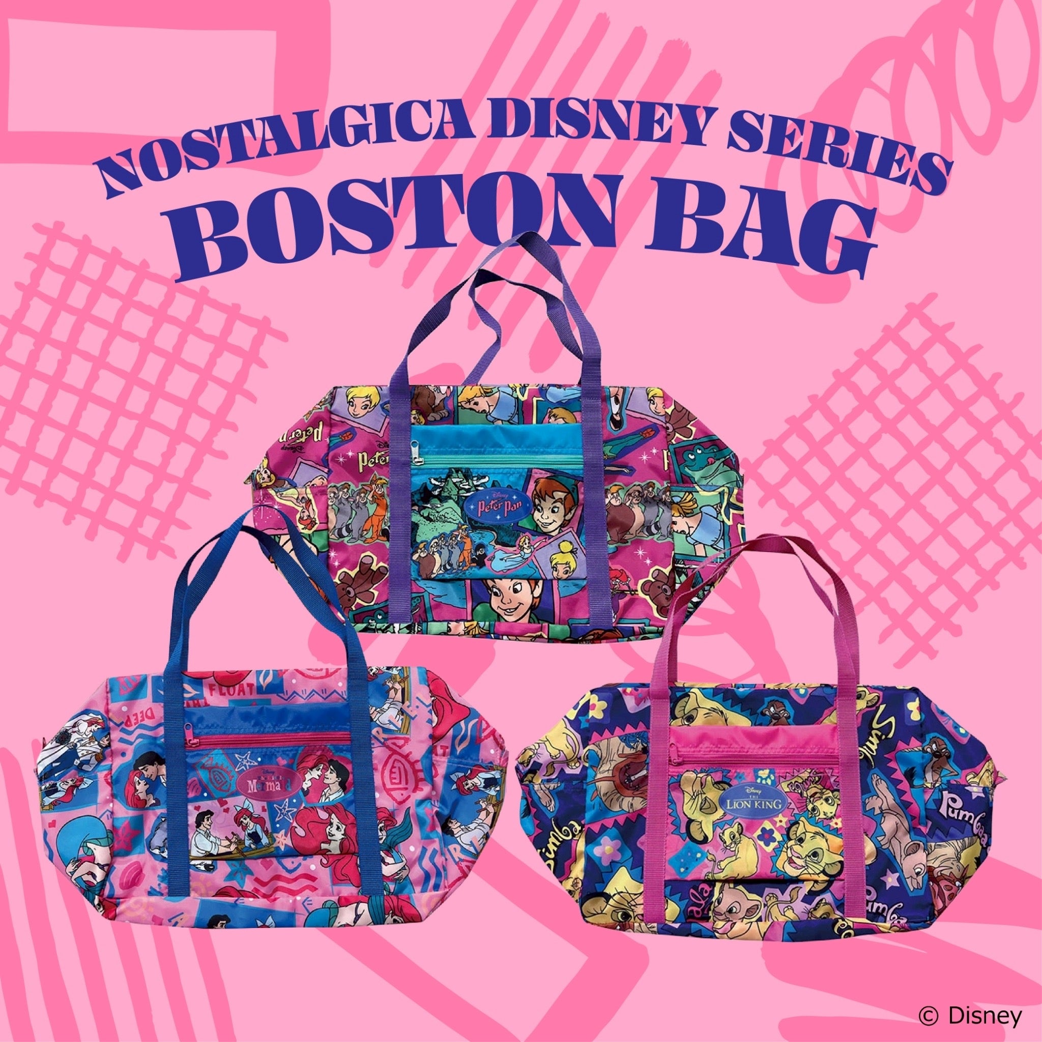 ※上限あり予約※3種類 NOSTALGICA DISNEY 総柄シリーズ 折りたたみボストンバッグ 5月中の出荷予定