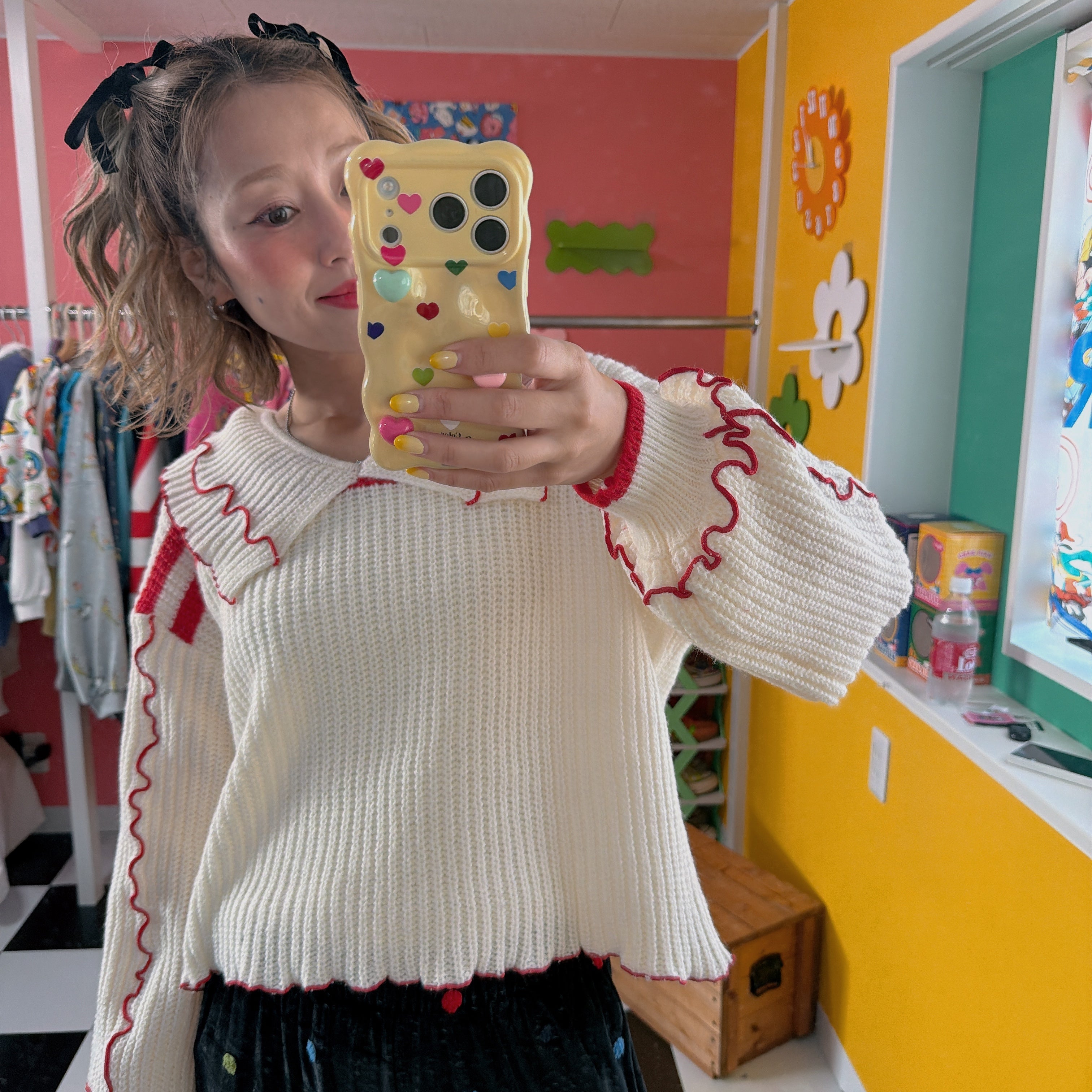 上限あり予約 新色 ビッグ襟メローニット 11月上旬出荷予定