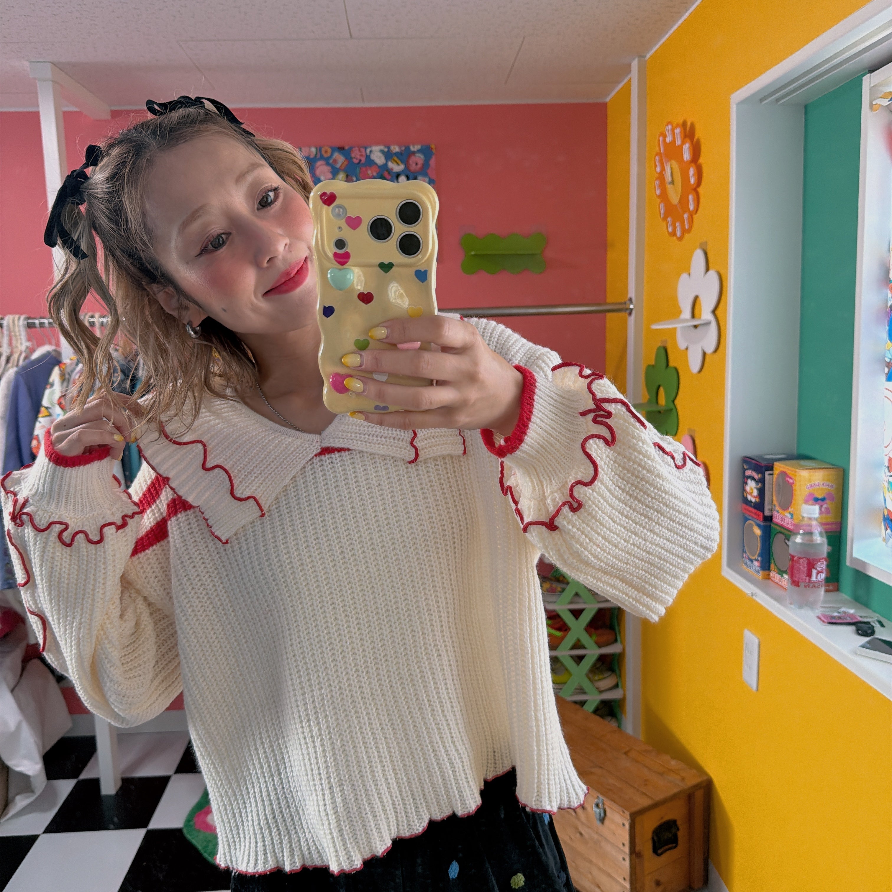 上限あり予約 新色 ビッグ襟メローニット 11月上旬出荷予定