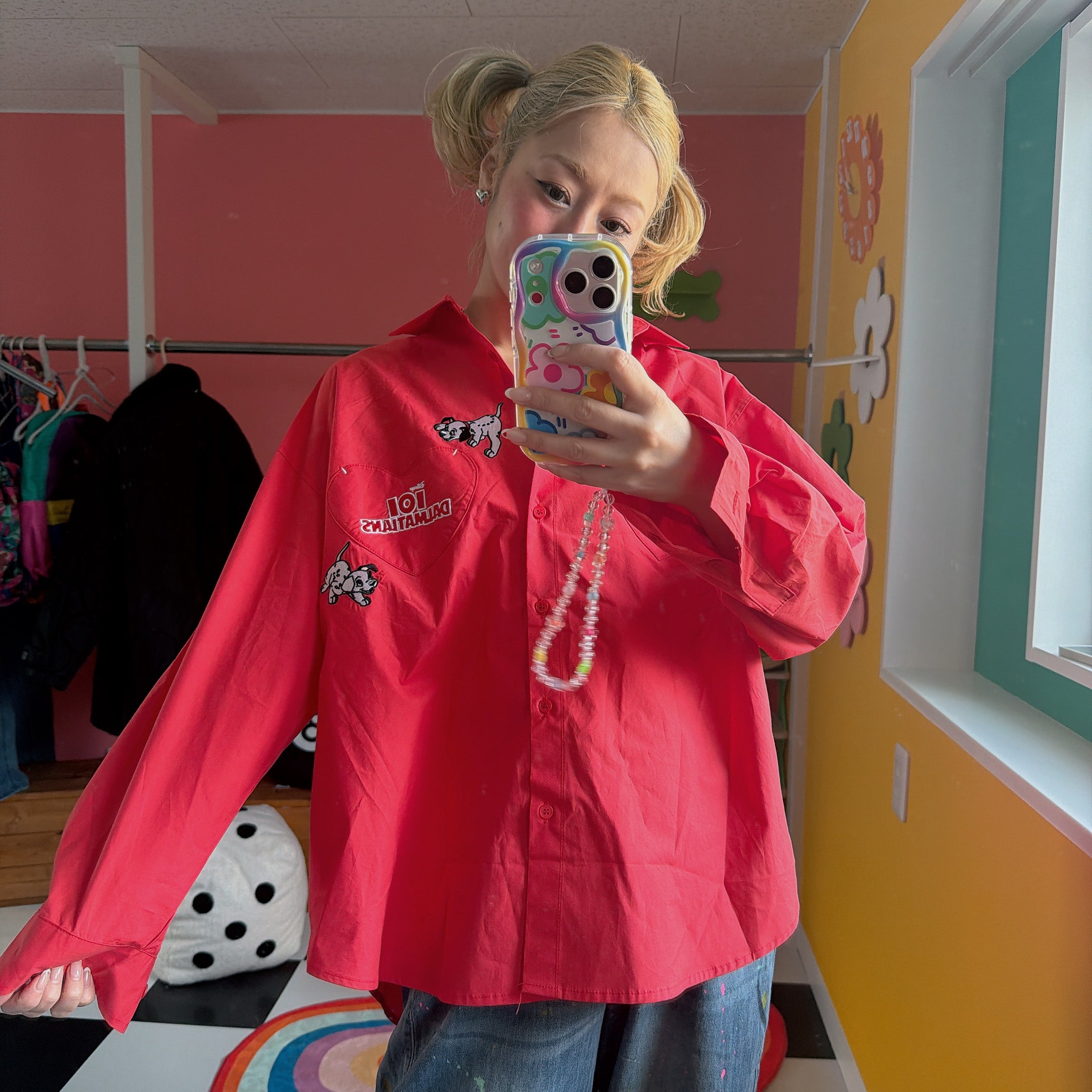 ※予約※3色 101DALMATIAN刺繍ハートポケットシャツ 5月中の出荷予定