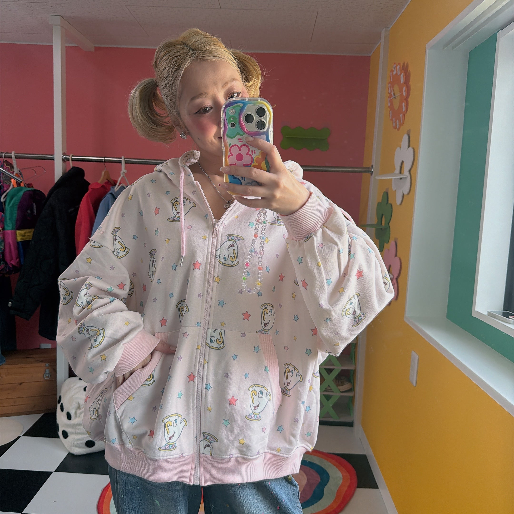 ※予約※2色 CHIPデザイン総柄パーカー 4月下旬ごろの出荷予定