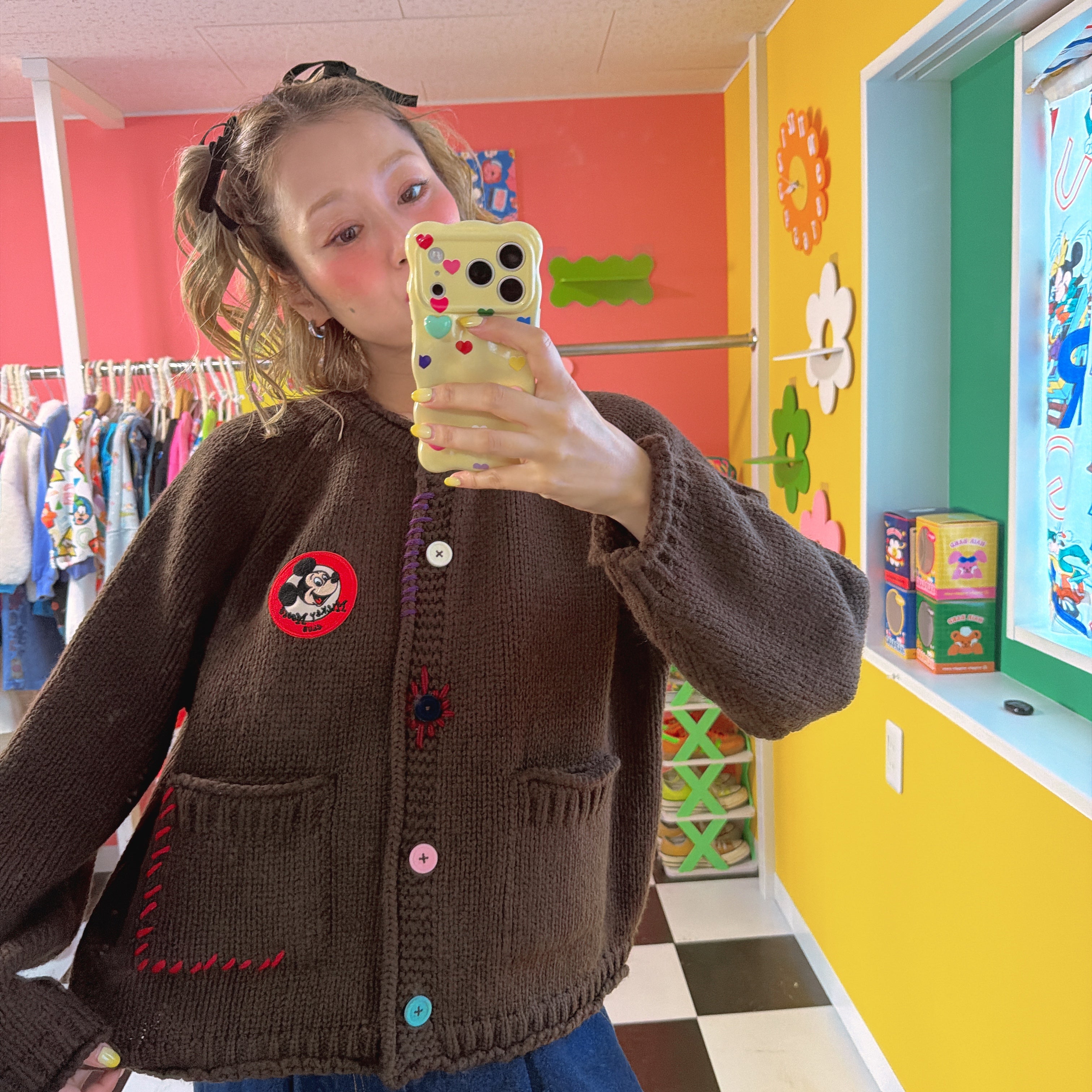 ※予約※2色 ミッキーハンドメイドニット 12月中の出荷予定