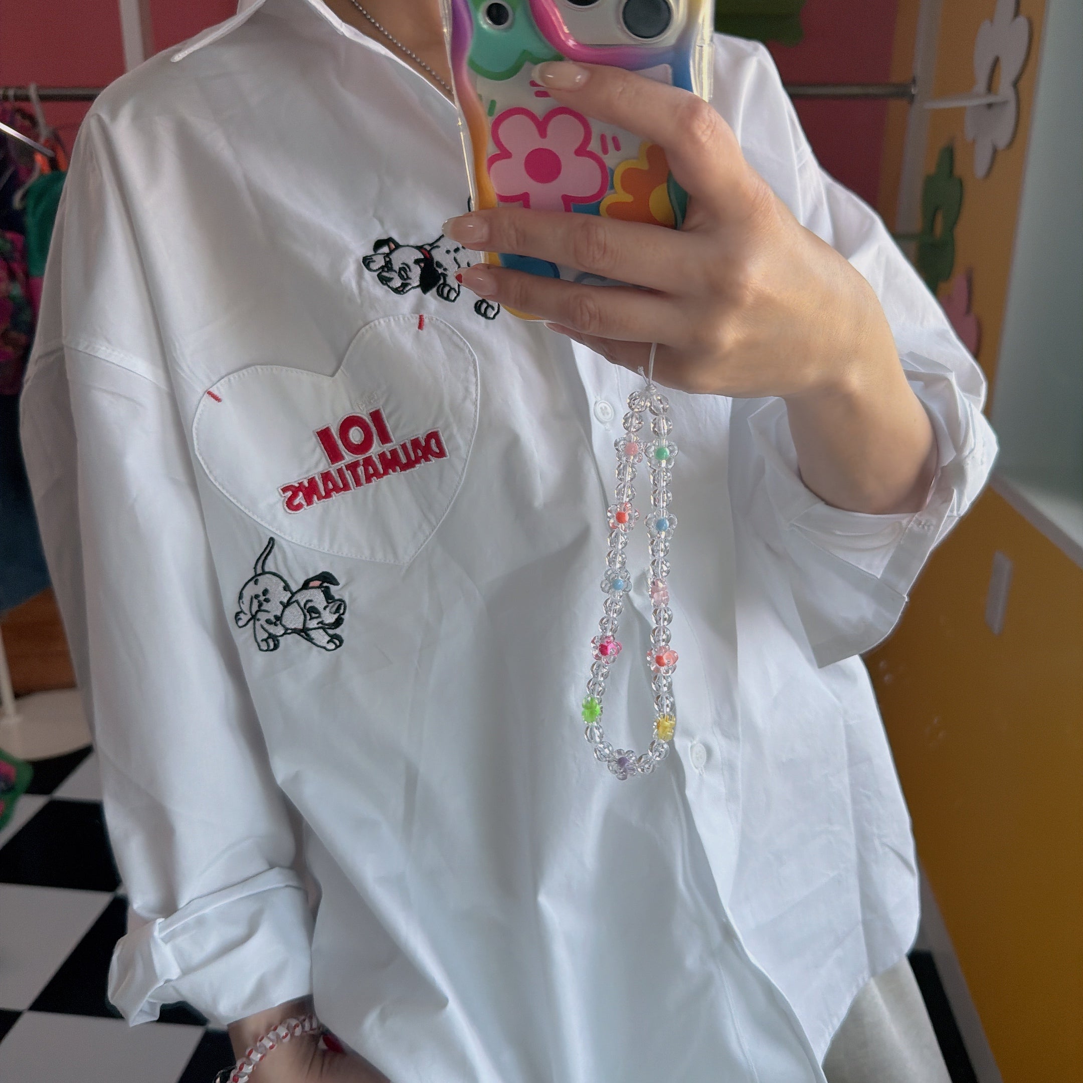 ※予約※3色 101DALMATIAN刺繍ハートポケットシャツ 5月中の出荷予定