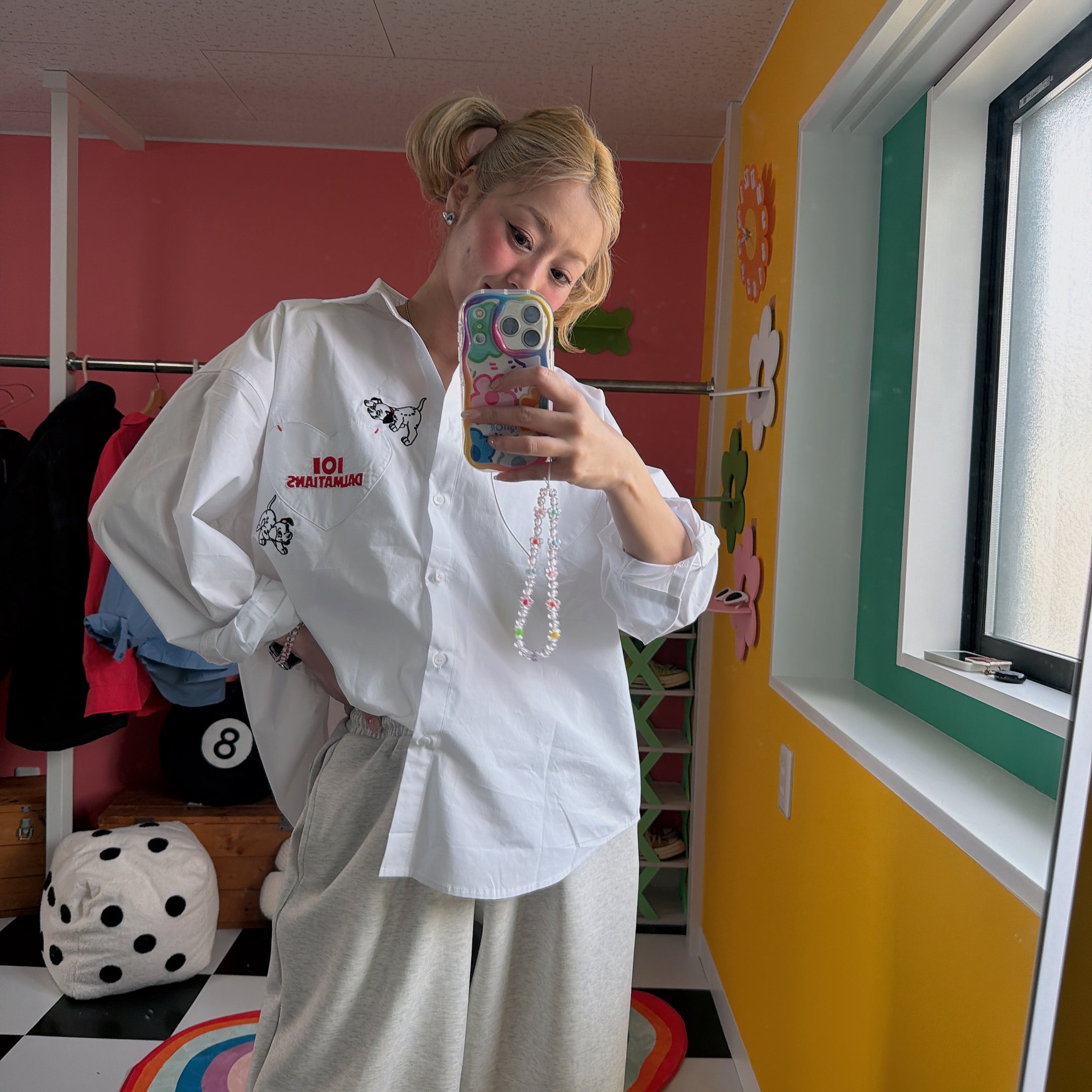 ※予約※3色 101DALMATIAN刺繍ハートポケットシャツ 5月中の出荷予定