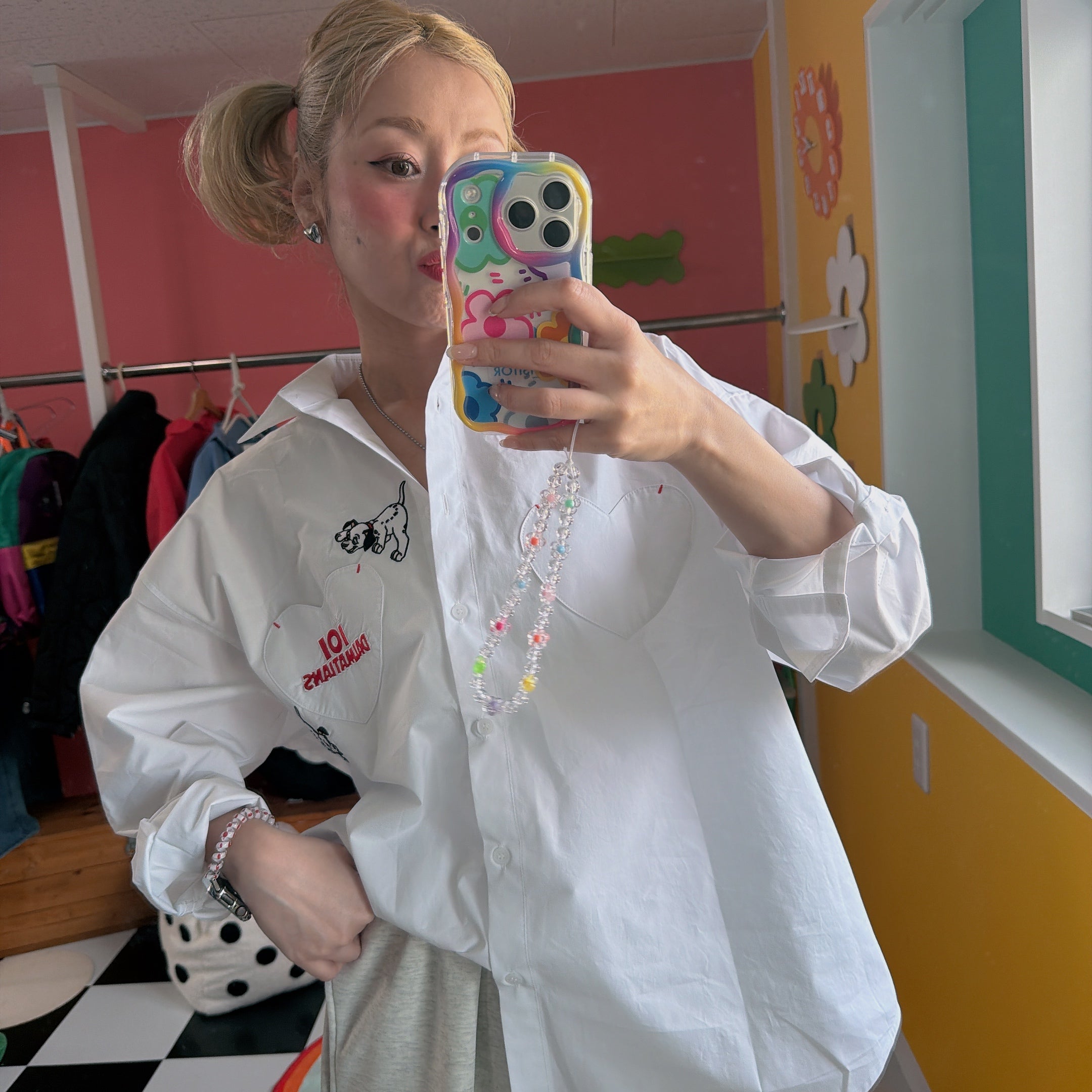 ※予約※3色 101DALMATIAN刺繍ハートポケットシャツ 5月中の出荷予定