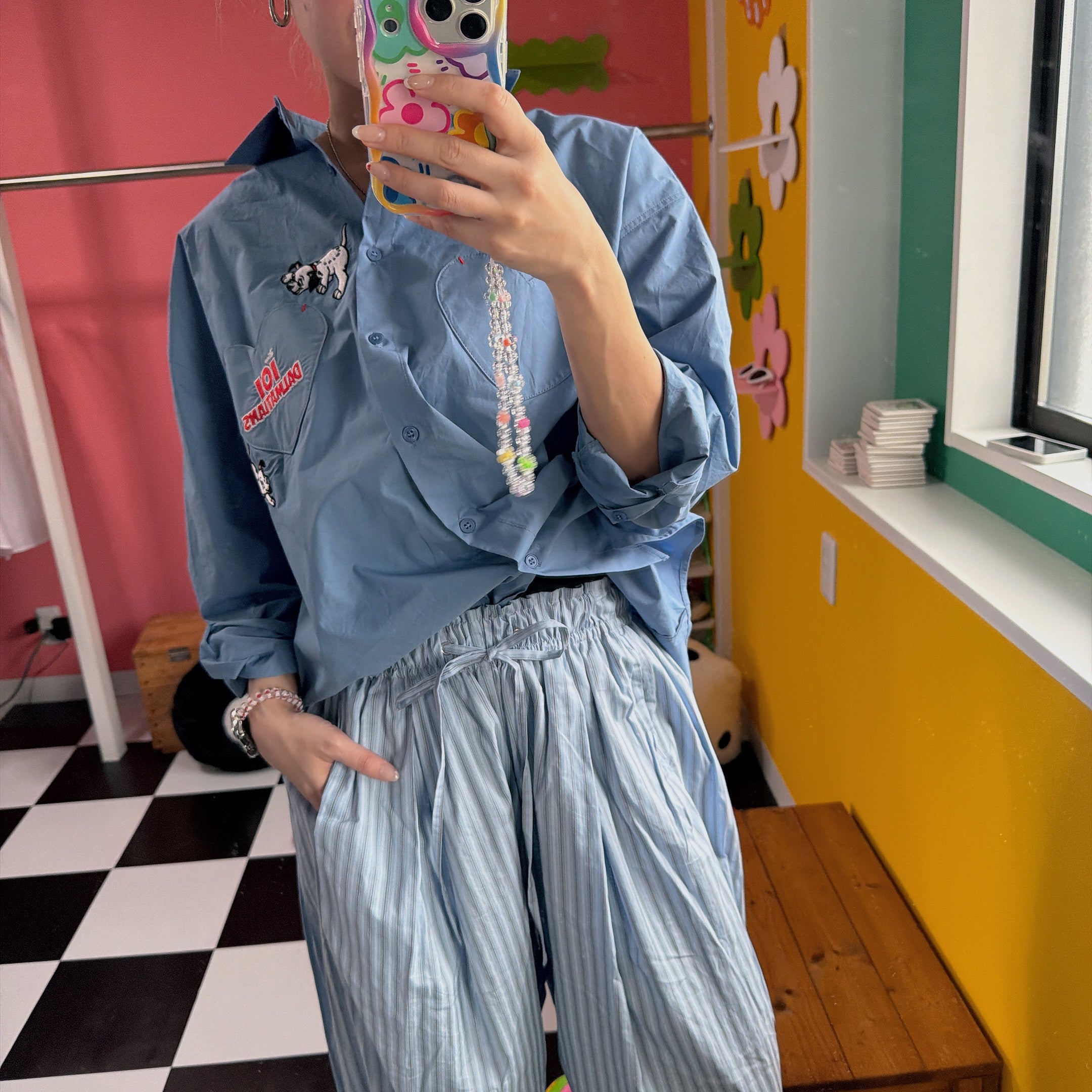 ※予約※2色 ストライプタックギャザーパンツ 4月上旬の出荷予定