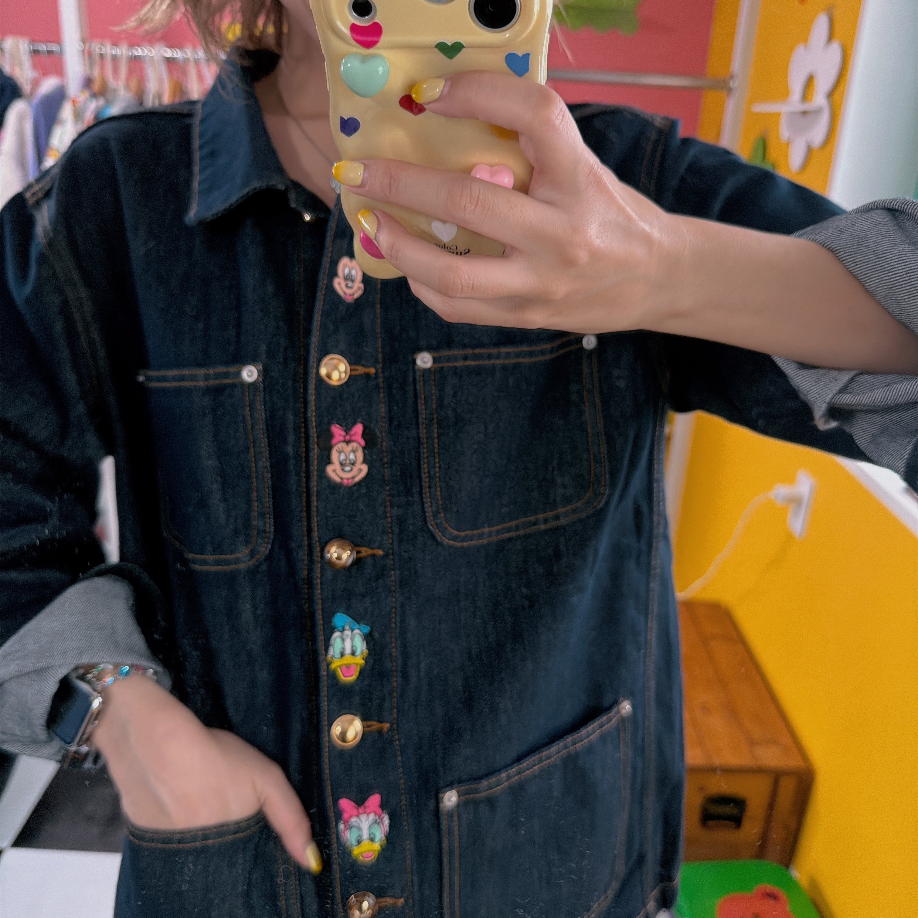 ※予約※ミッキーフレンズ刺繍ゴールドボタンデニムジャケット 12月下旬〜1月上旬の出荷予定