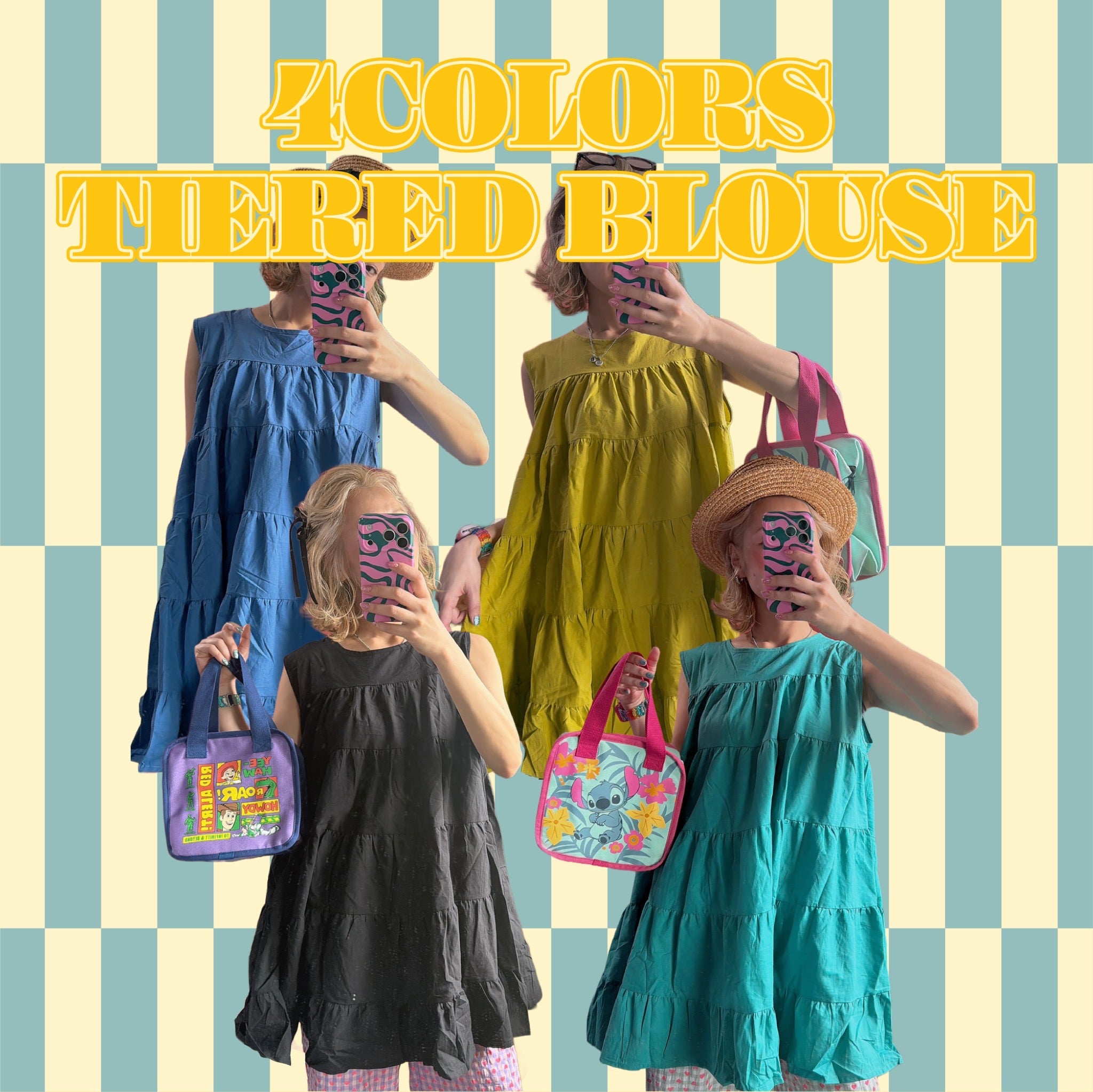 ※予約※ 4色 カラフルティアードブラウス 4月上旬の出荷予定