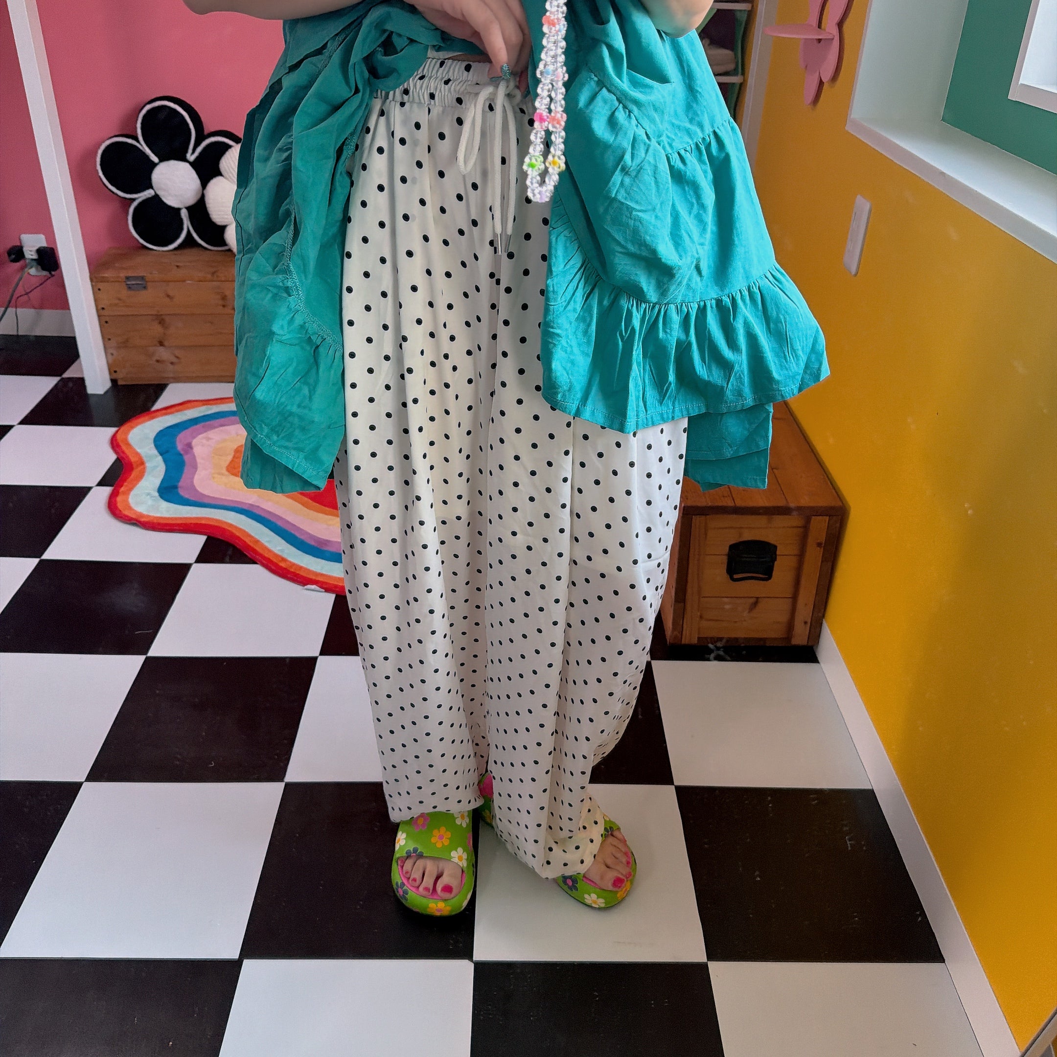 在庫限り2色 ドットワイドパンツ 4月上旬出荷予定