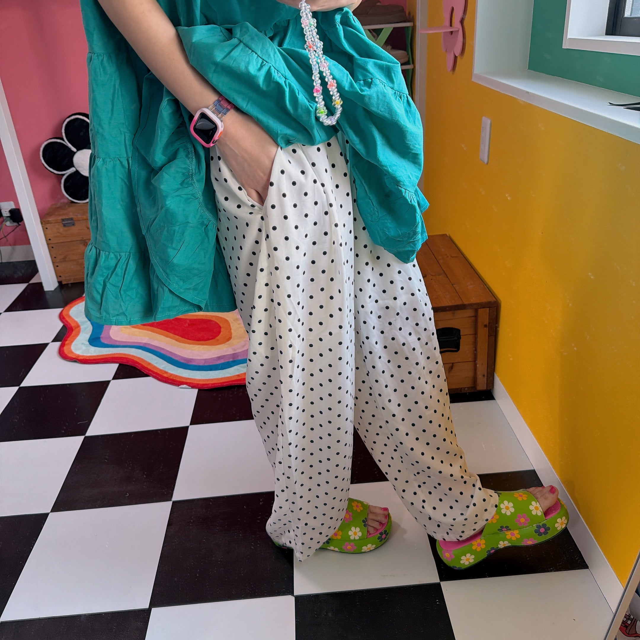 在庫限り2色 ドットワイドパンツ 4月上旬出荷予定