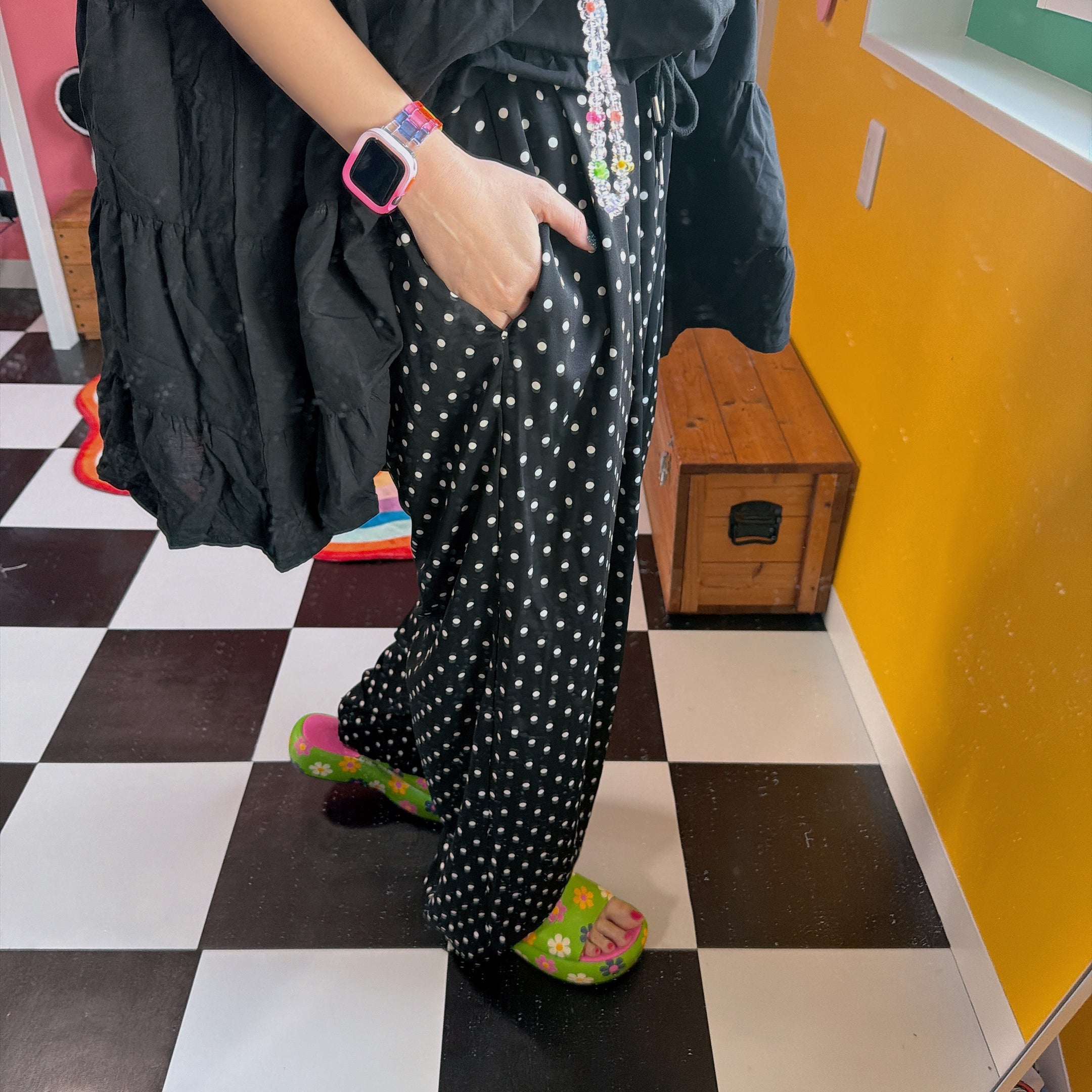 在庫限り2色 ドットワイドパンツ 4月上旬出荷予定