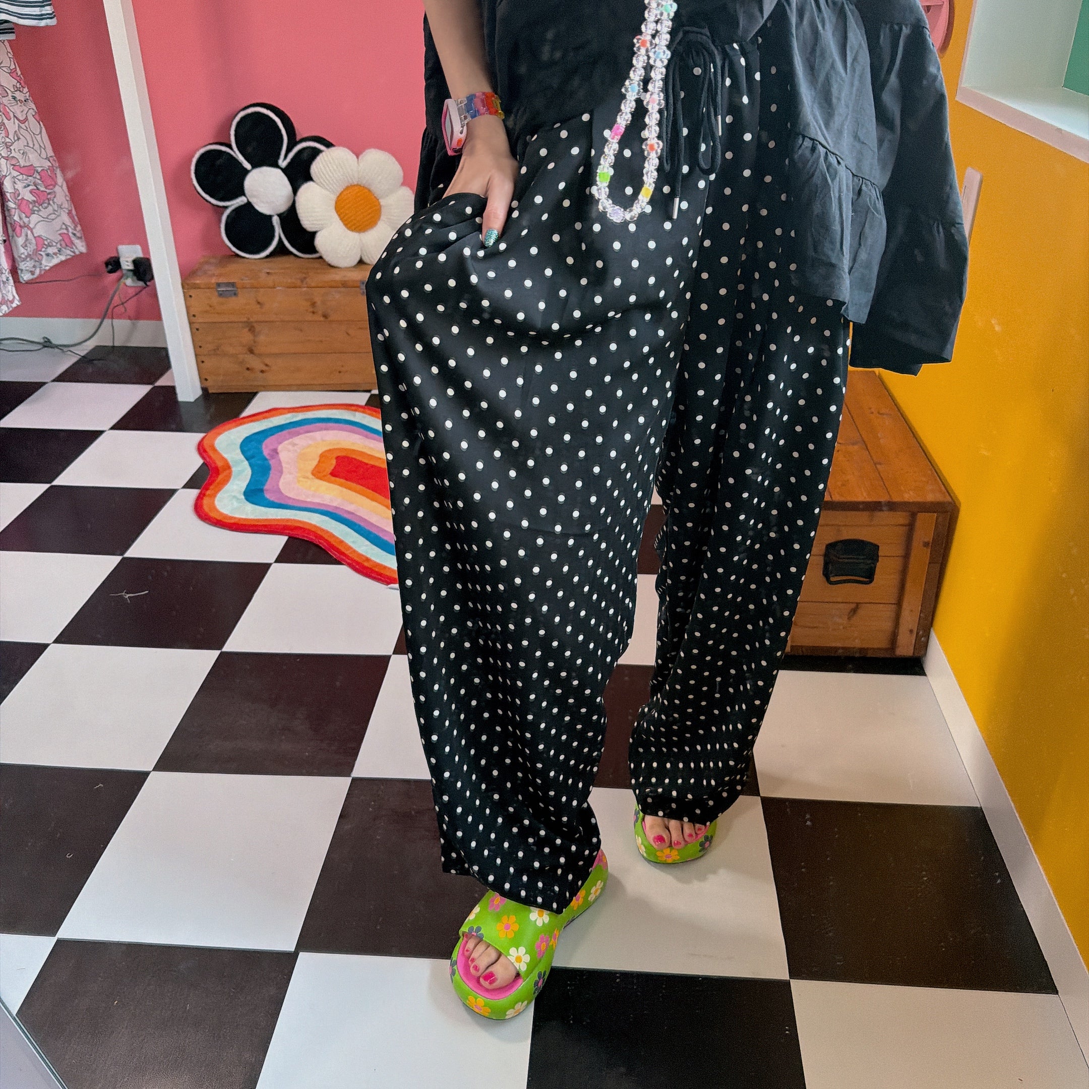 在庫限り2色 ドットワイドパンツ 4月上旬出荷予定