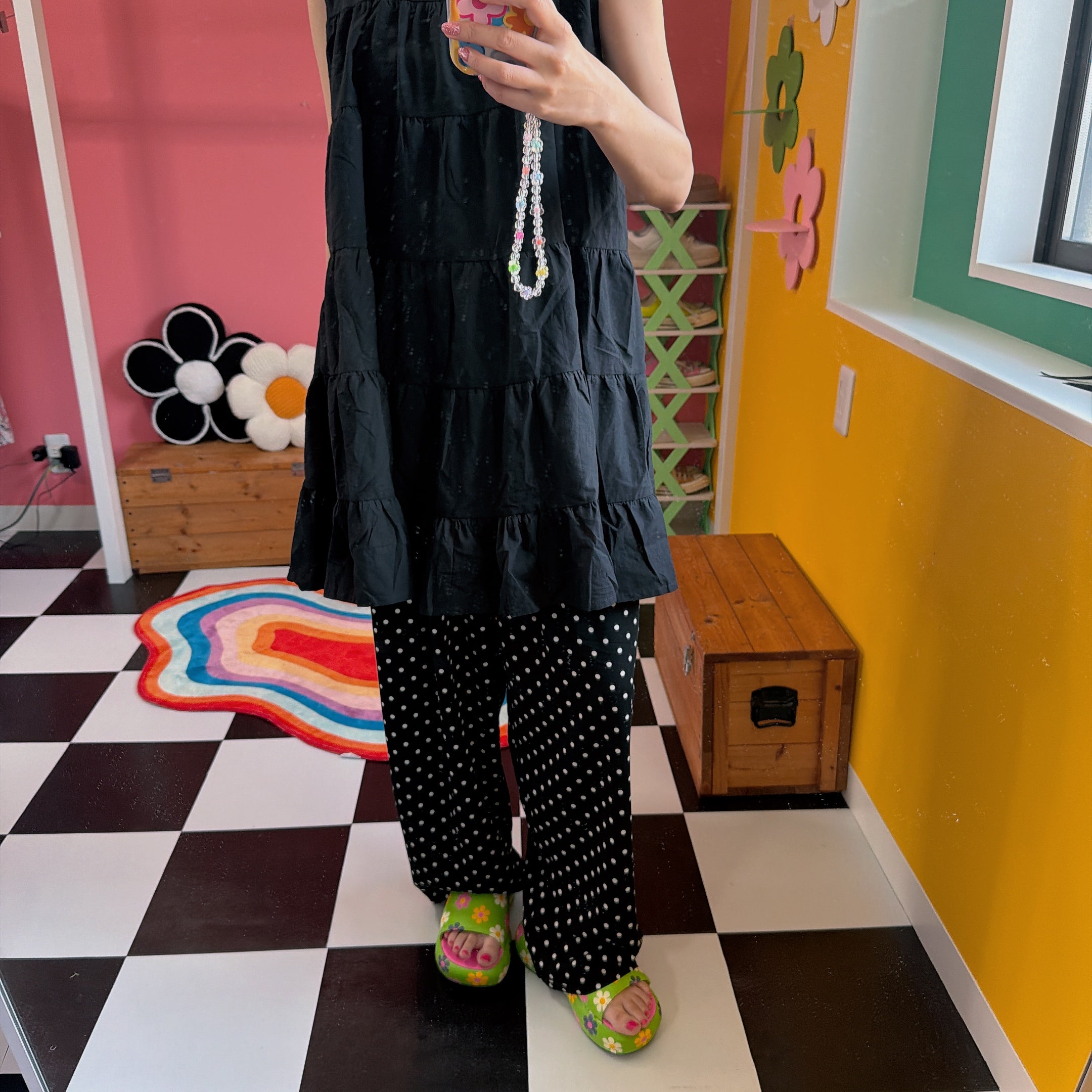 在庫限り2色 ドットワイドパンツ 4月上旬出荷予定