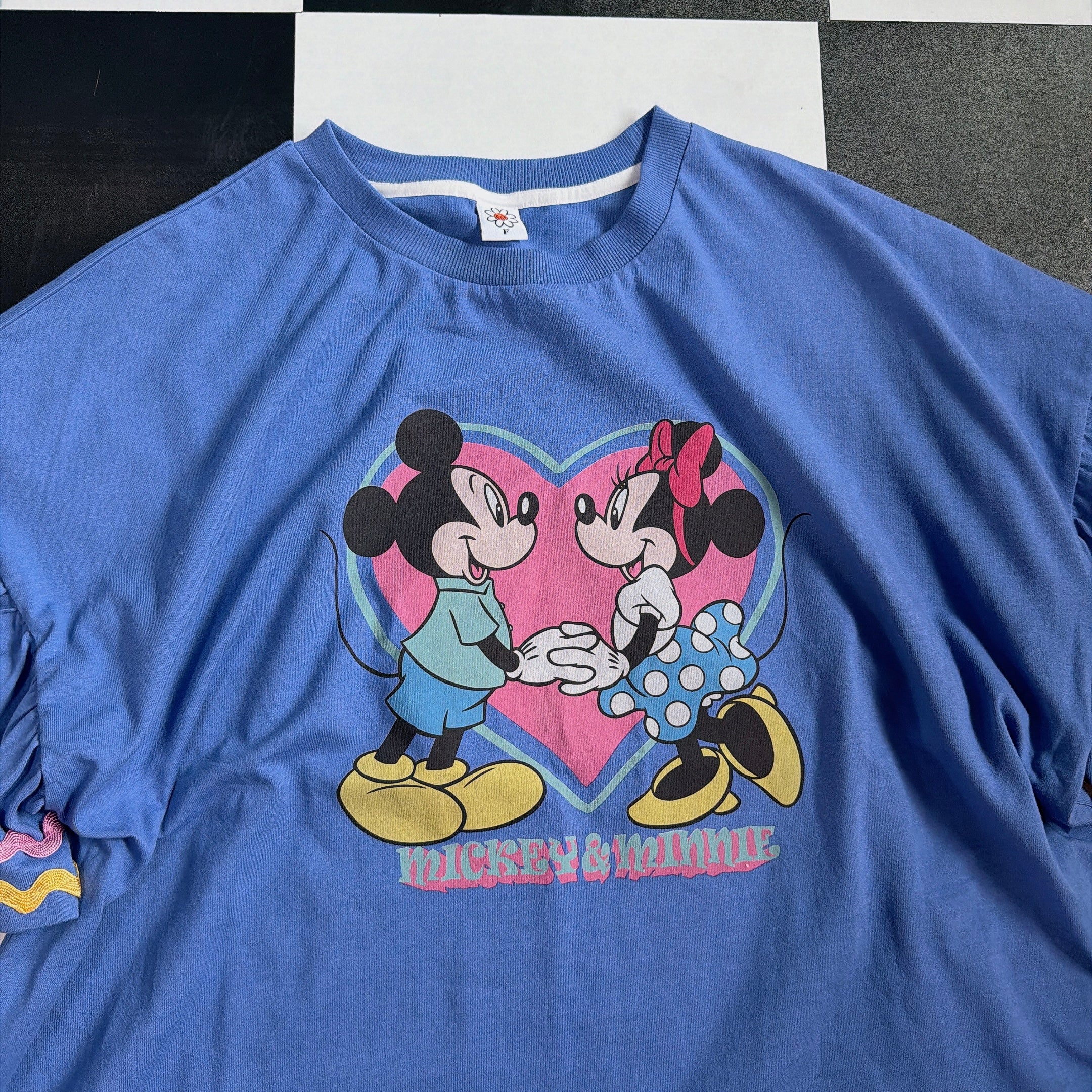 ※予備分のみ再販※LINK@オリジナルデザイン ミッキー&ミニーデートフリルTEE 6月下旬ごろの発送予定
