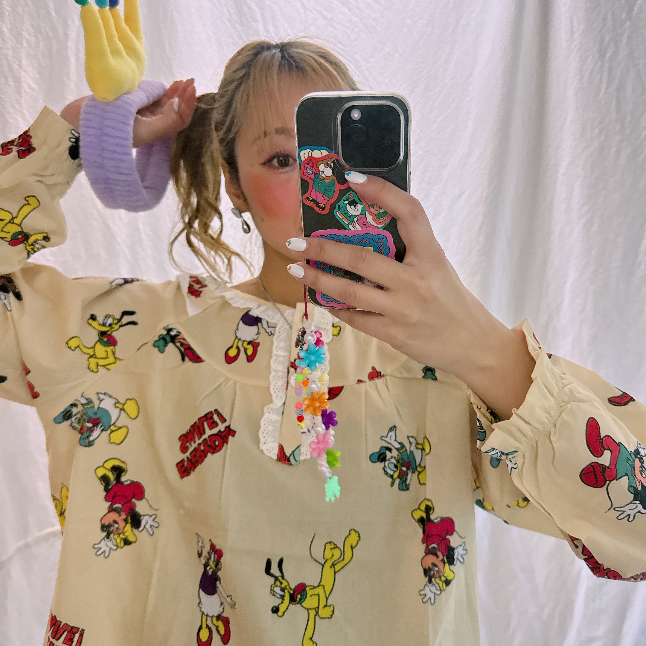 Ready to ship! 2-color top and bottom set, Mickey Friends frill jogger loungewear