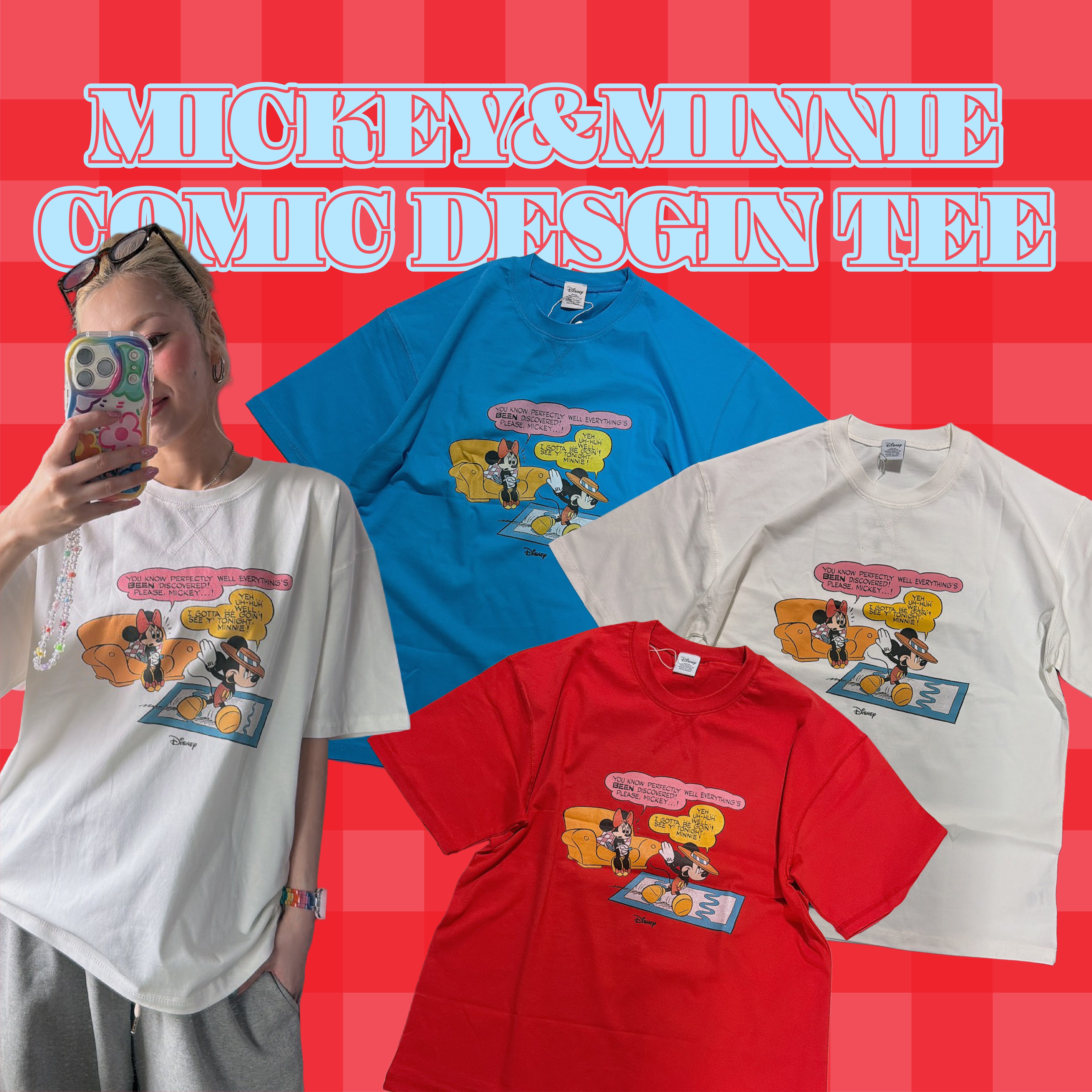 ※予約※3色 ミッキー&ミニーコミックデザインTシャツ 6月中の出荷予定
