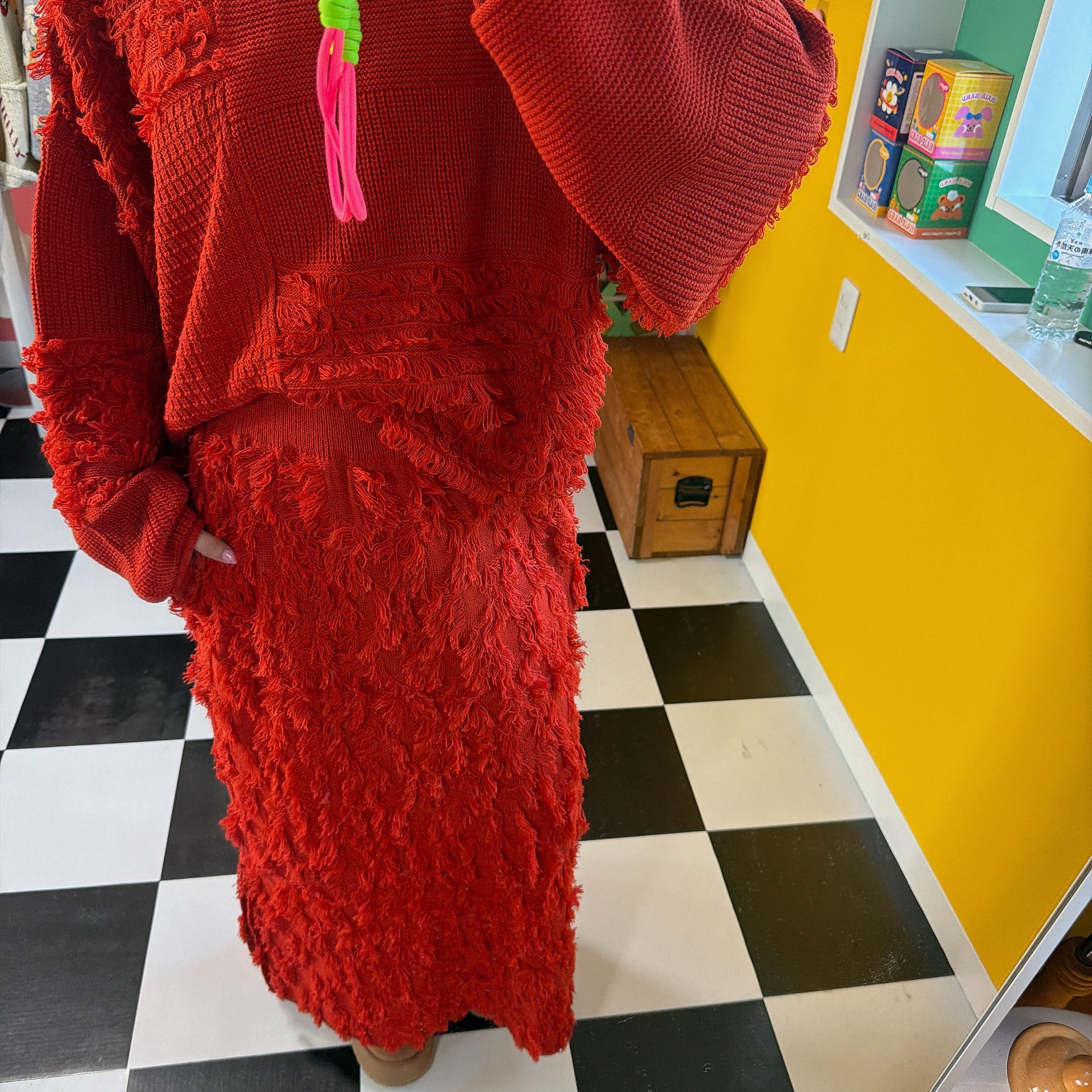 ※予約※セットアップ可能 フリンジMOKEニット&スカート 1月下旬ごろの出荷予定