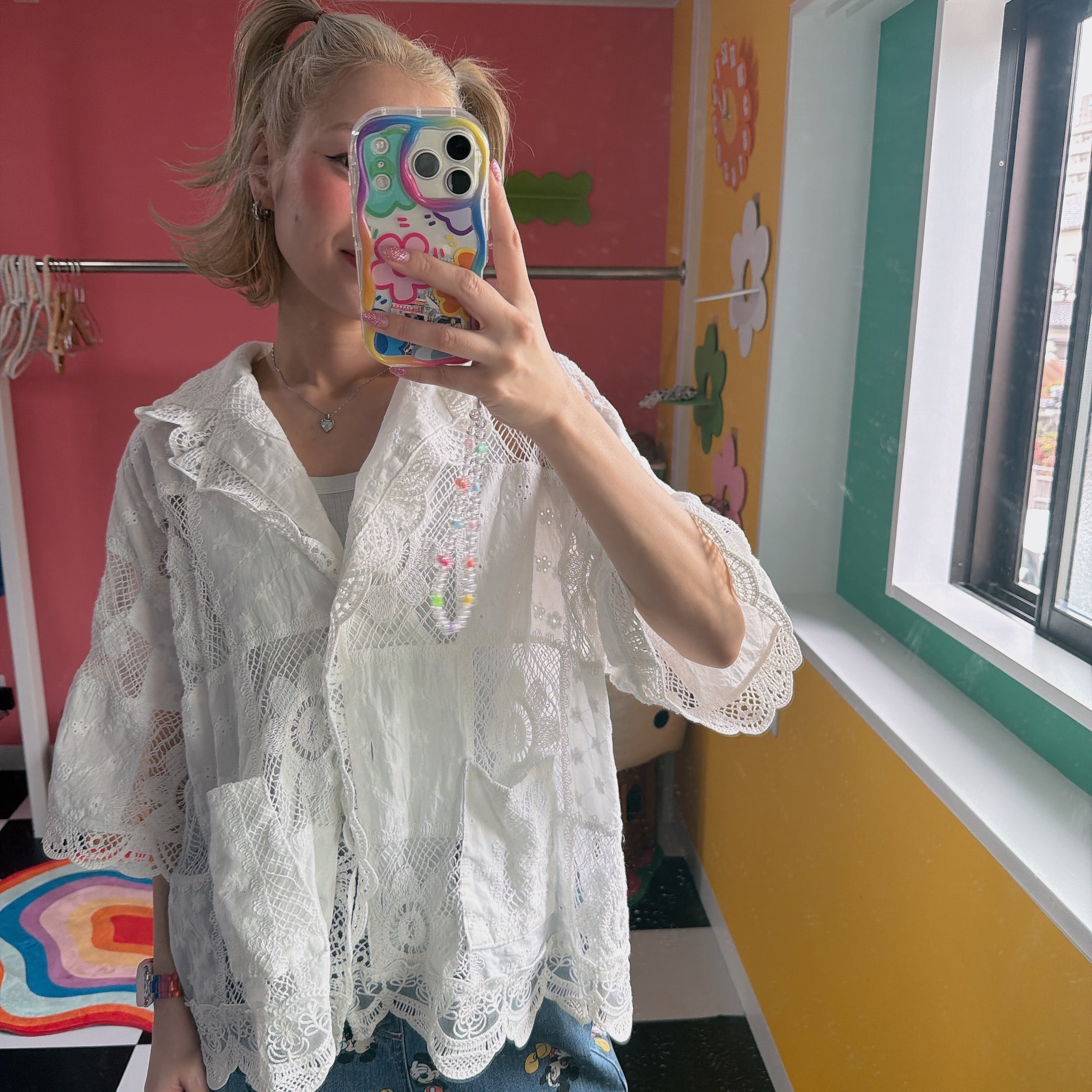 *Pre-order* Crocheted Flower Shirt - Estimated shipping in late June