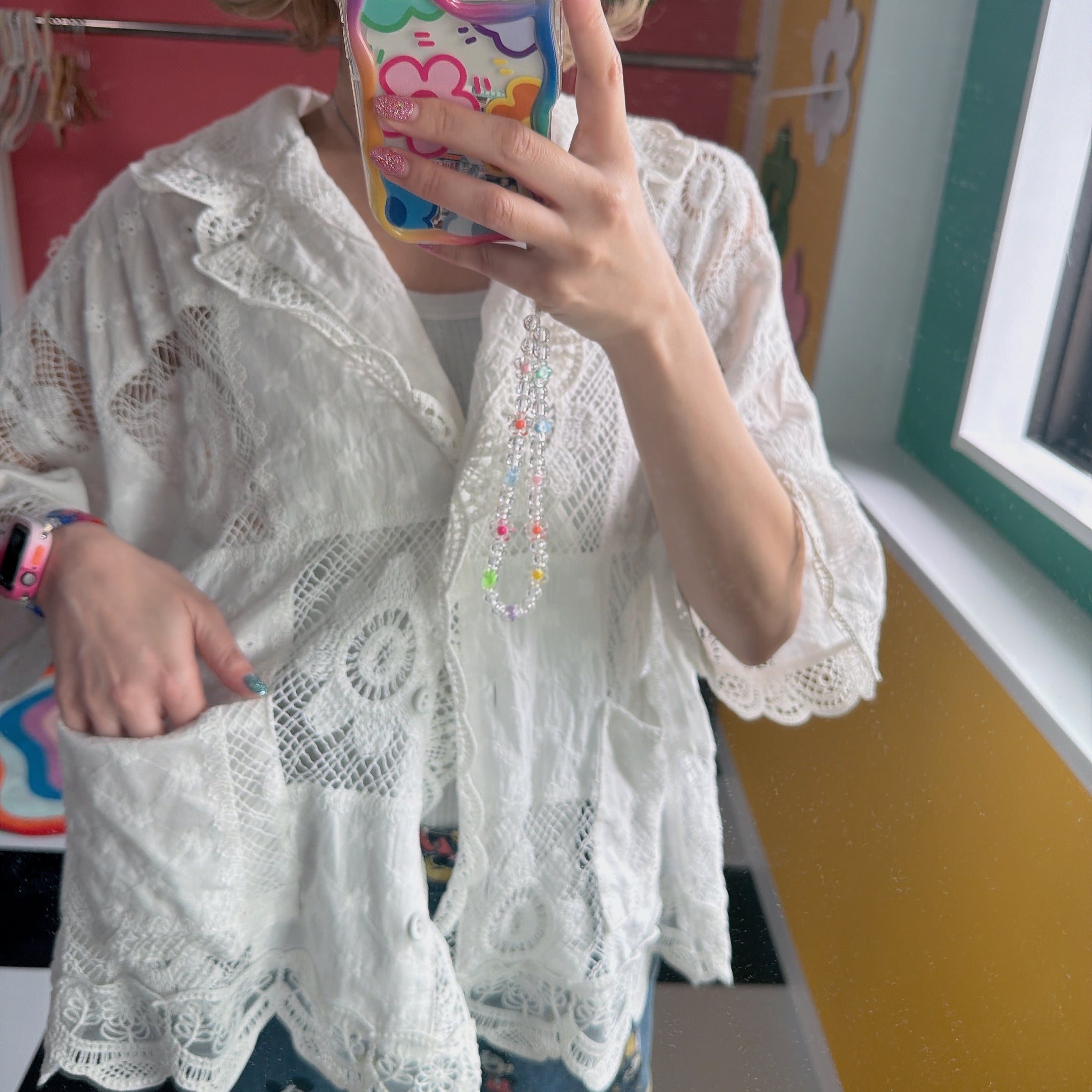 *Pre-order* Crocheted Flower Shirt - Estimated shipping in late June