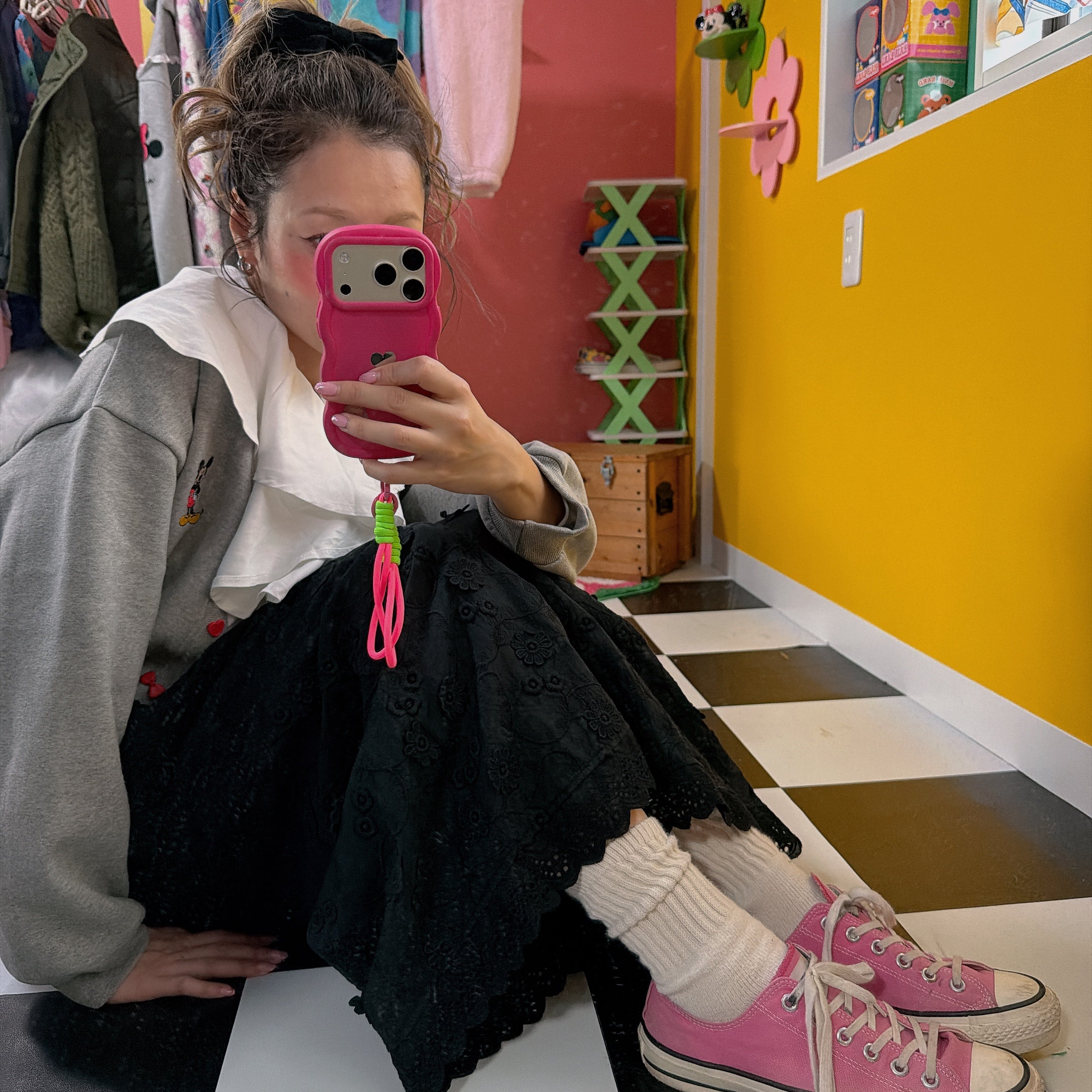 ※予約※2色 3D刺繍フラワーレースワイドパンツ 2月中の出荷予定