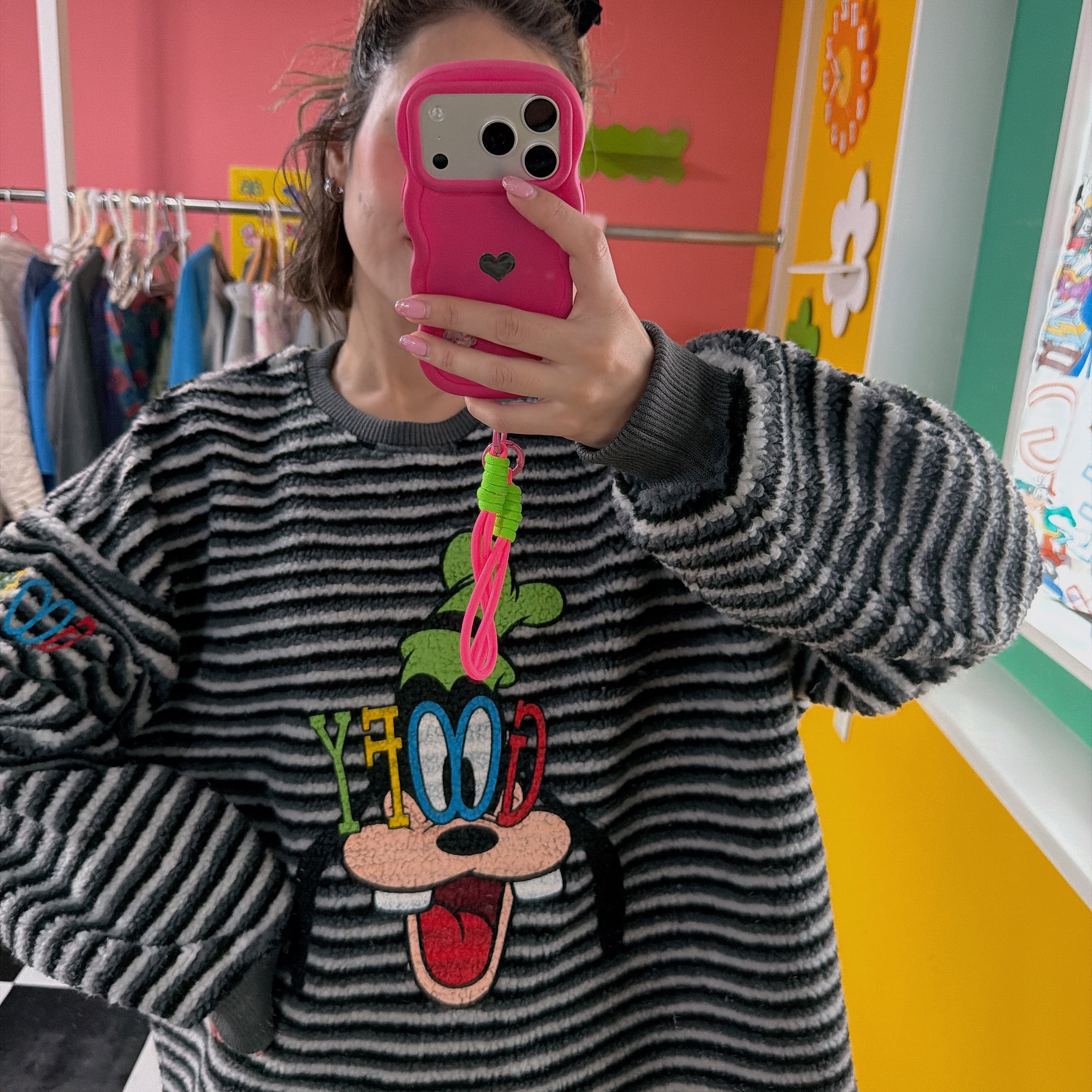 ※予約※2色 変形グーフィーボーダーボアスウェット 2月上旬出荷予定