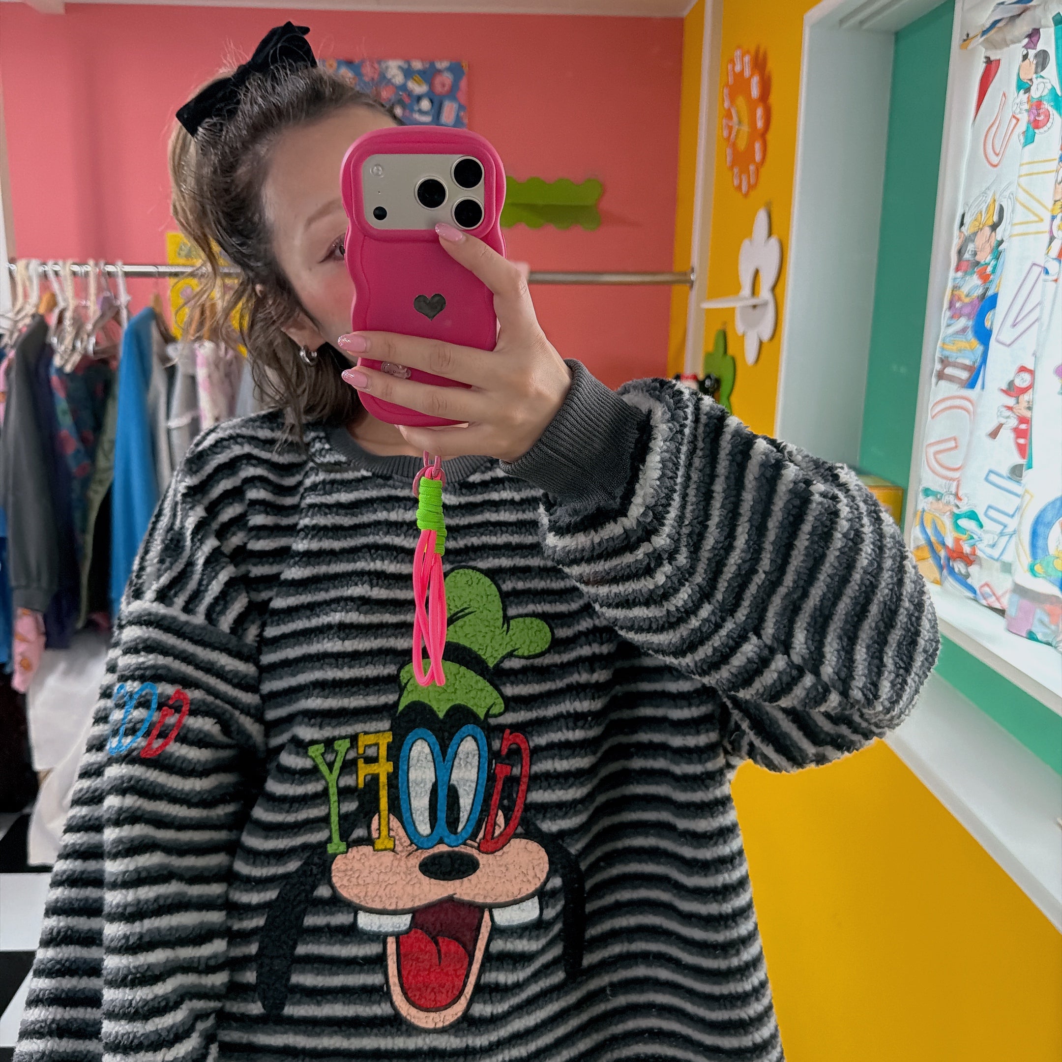 ※予約※2色 変形グーフィーボーダーボアスウェット 2月上旬出荷予定