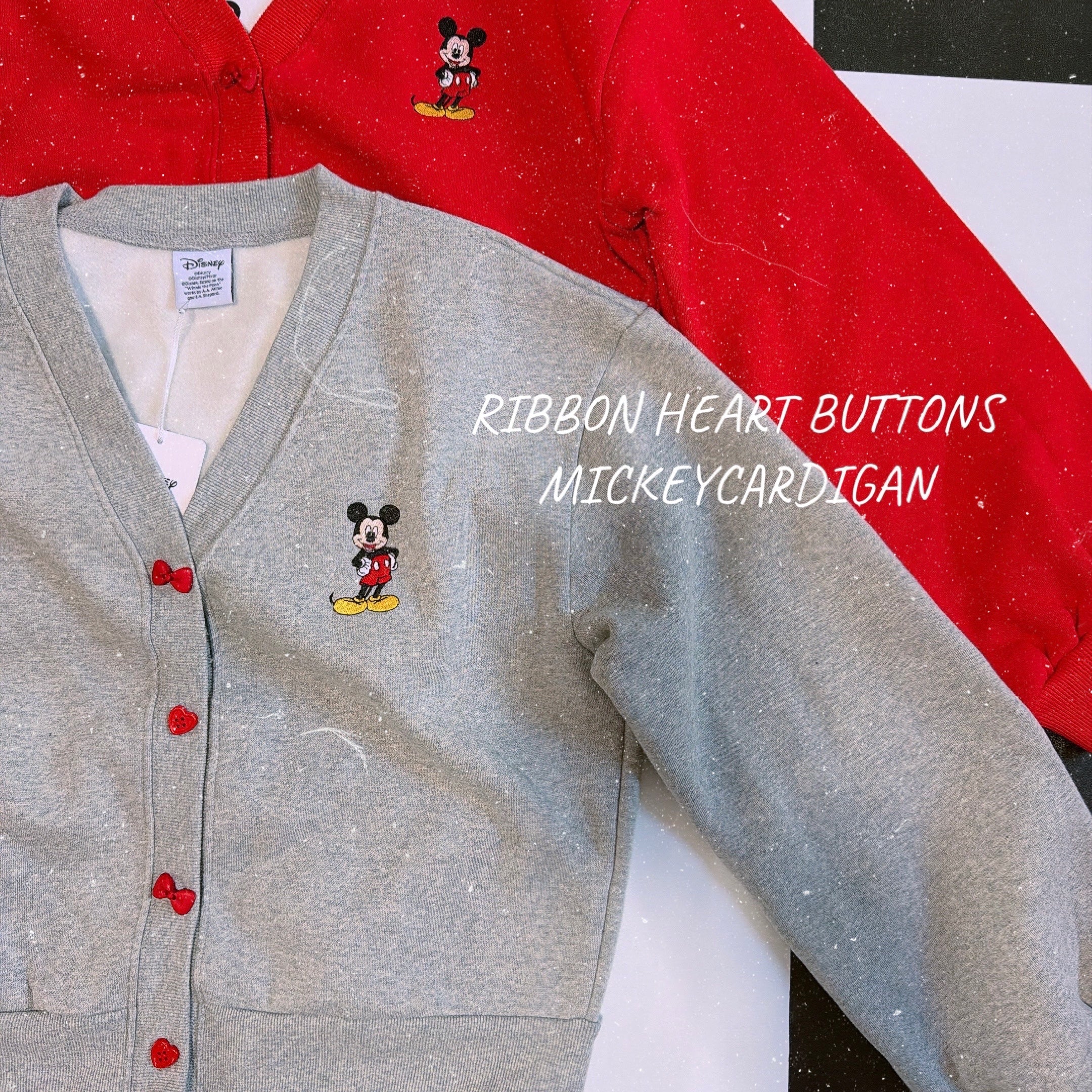 ※予約※2色 リボンボタン♡ミッキー刺繍カーディガン 2月上旬出荷予定
