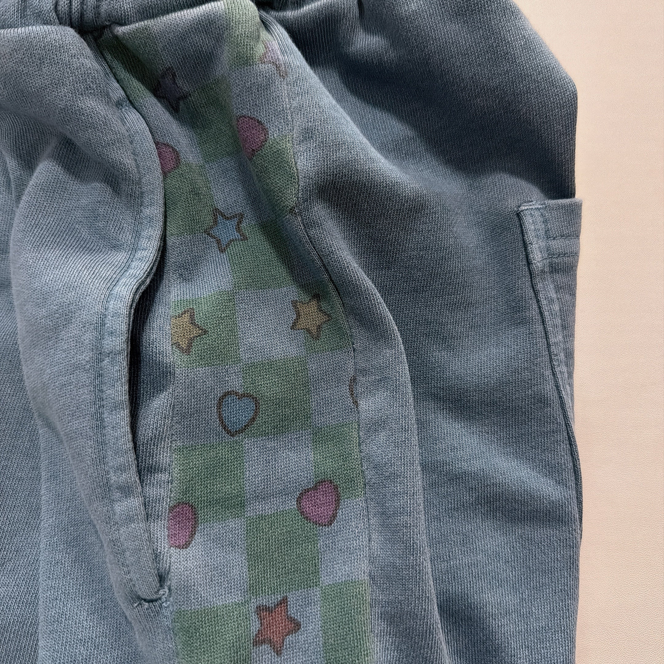 ※予約※ LINK@ORIGINAL ピグメントデニムカラーチェッカーラインスウェットパンツ 7月発送予定