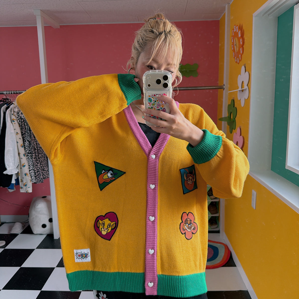 ※予約※ LINK@ORIGINAL ライオン・キング刺繍ワッペンカーディガン 納期は詳細に記載