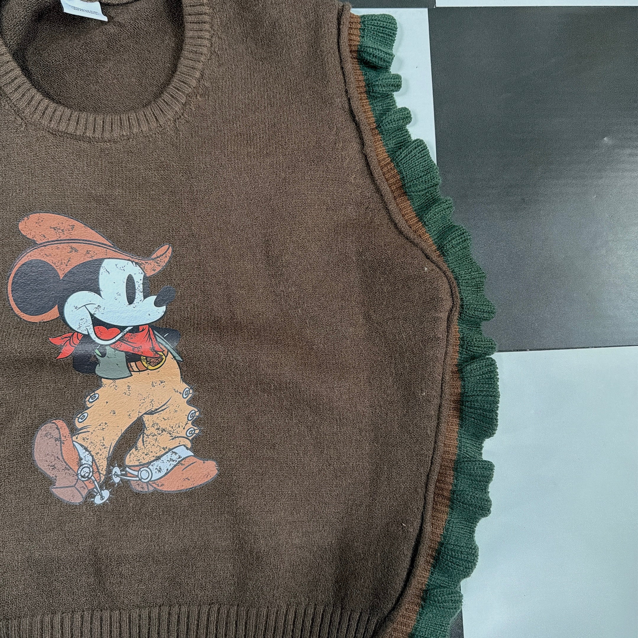 *Pre-order* 3 colors of Mickey Mouse asymmetrical knit vest. Scheduled to ship from late January to early February.