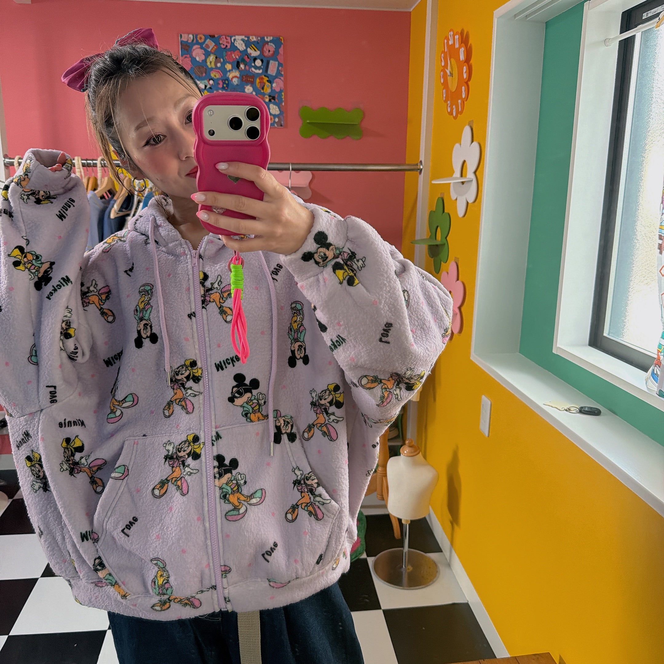 *Pre-order* 3-color Mickey and Friends fluffy hoodie. Scheduled to ship late January to early February.