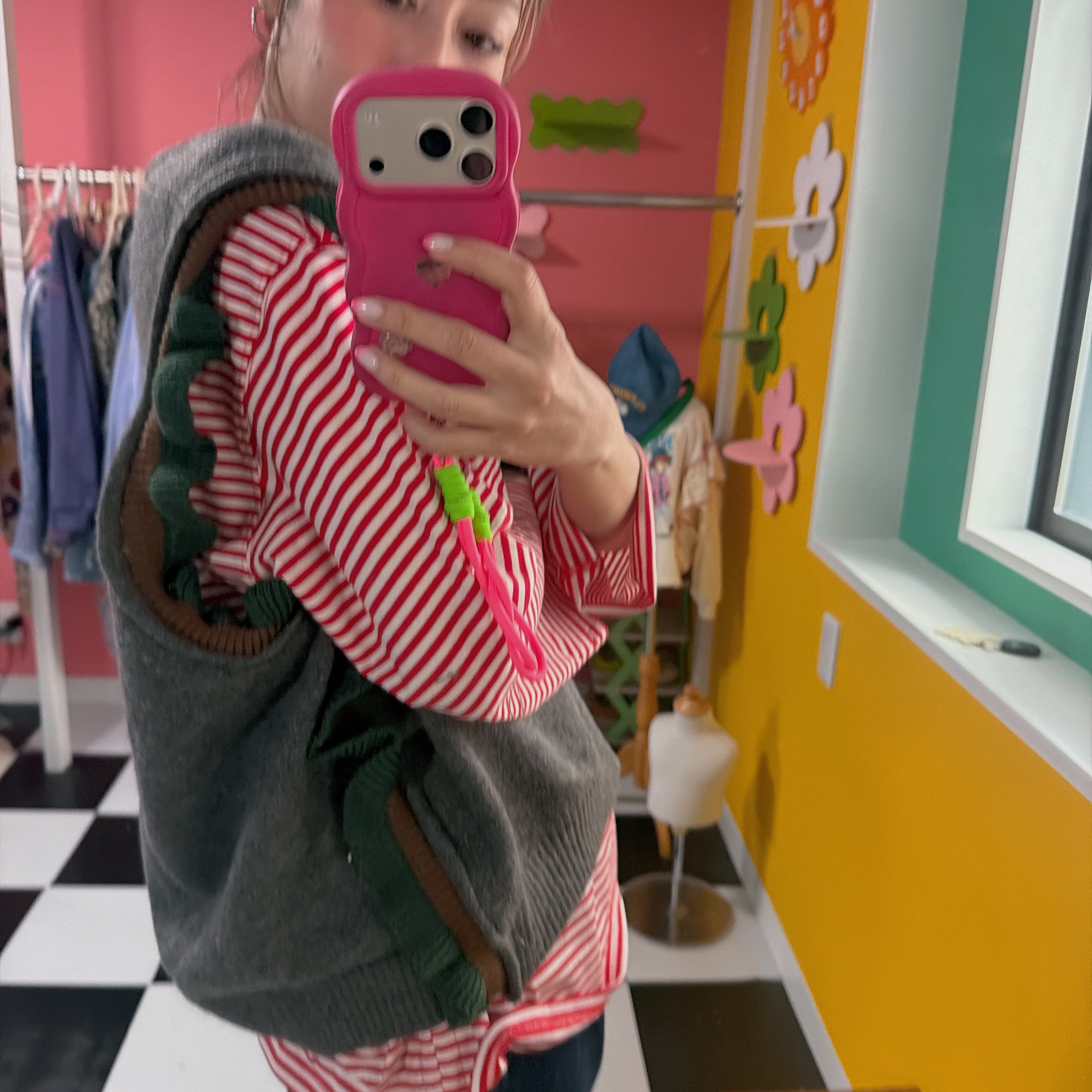 *Pre-order* 3 colors of Mickey Mouse asymmetrical knit vest. Scheduled to ship from late January to early February.