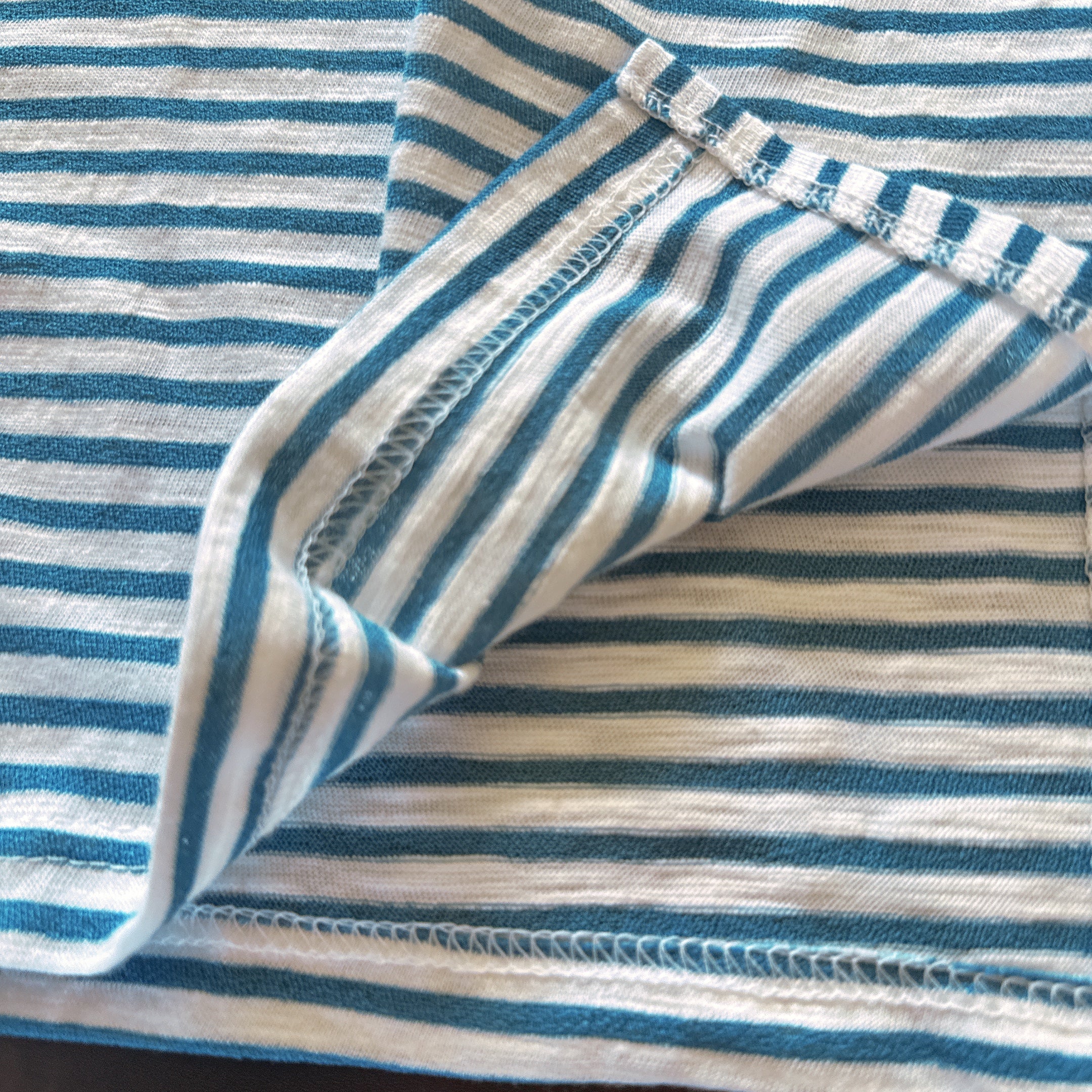 *Pre-order* 3 colors Mickey Mouse embroidered linen thin striped long TEE Scheduled to ship in late August