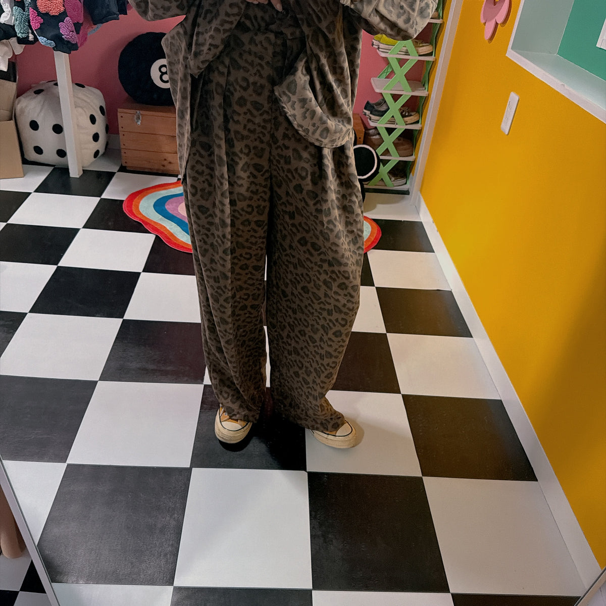 ※予約※ <上下別売/セットアップ対応>レオパードツイルシャツジャケット&タックワイドパンツ 納期目安は商品ページに記載